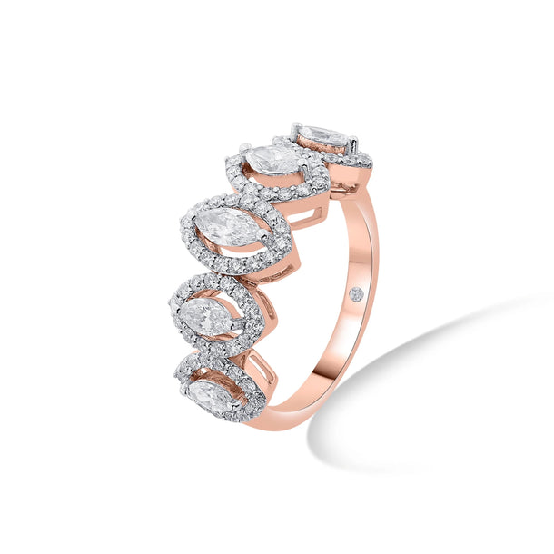 Solitaire Marquise Petal Crown Ring - Zen Diamond India