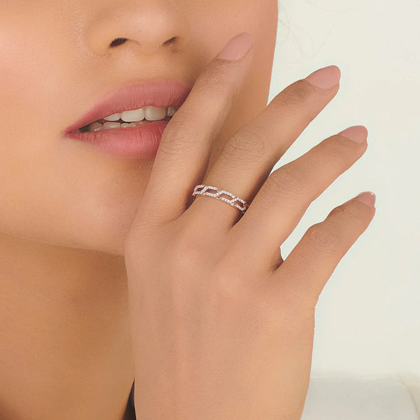 Cuban Grid Glimmer Ring - Zen Diamond India