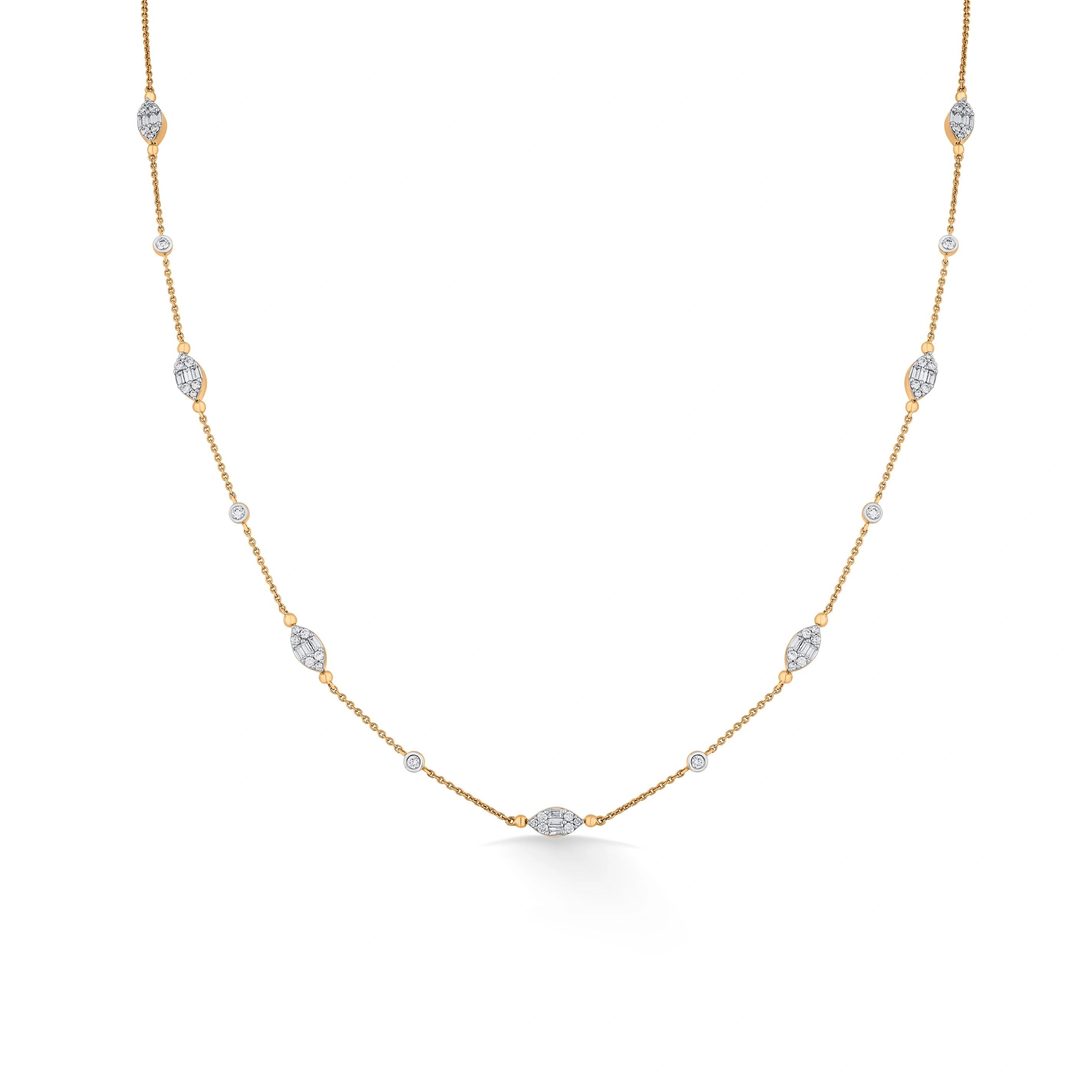 Deck Up Golden Glimmer Trail Necklace - Zen Diamond India