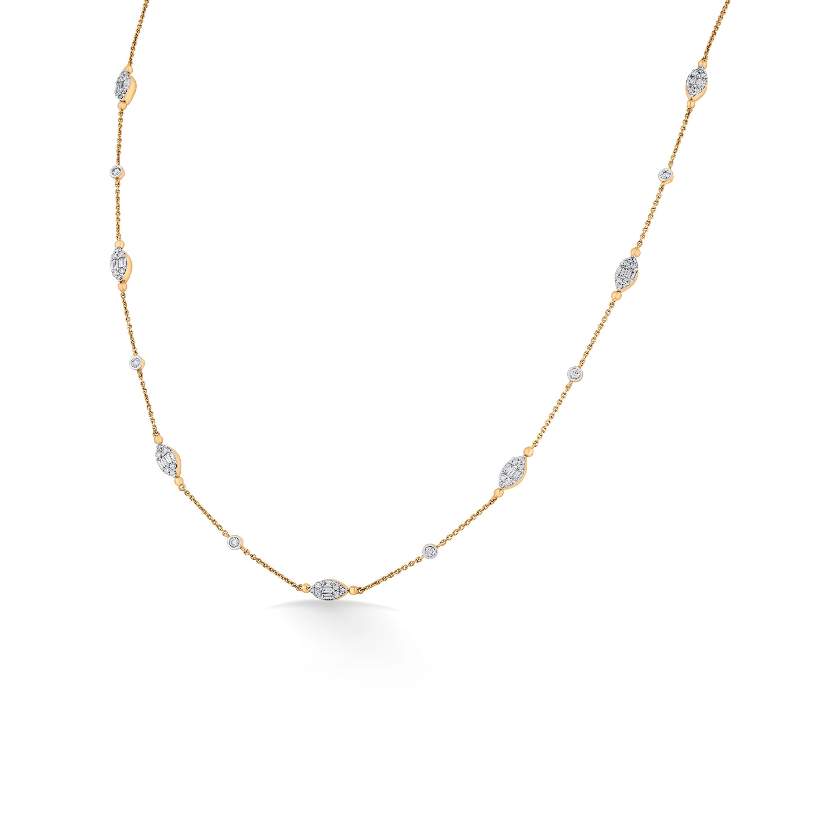 Deck Up Golden Glimmer Trail Necklace - Zen Diamond India
