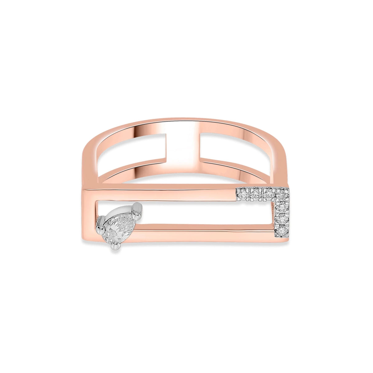 Seven Up Rectilinear Ring - Zen Diamond India
