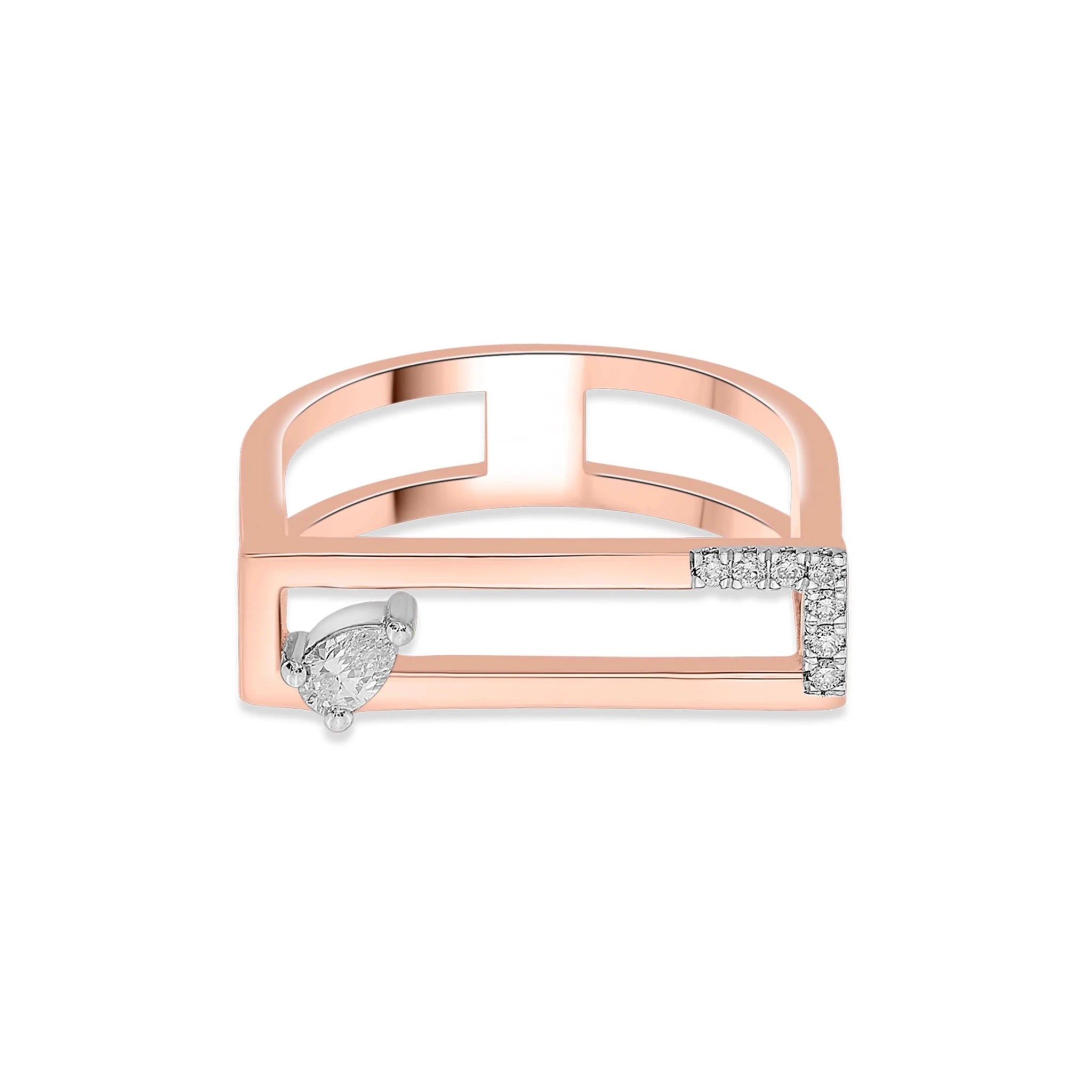 Seven Up Rectilinear Ring - Zen Diamond India