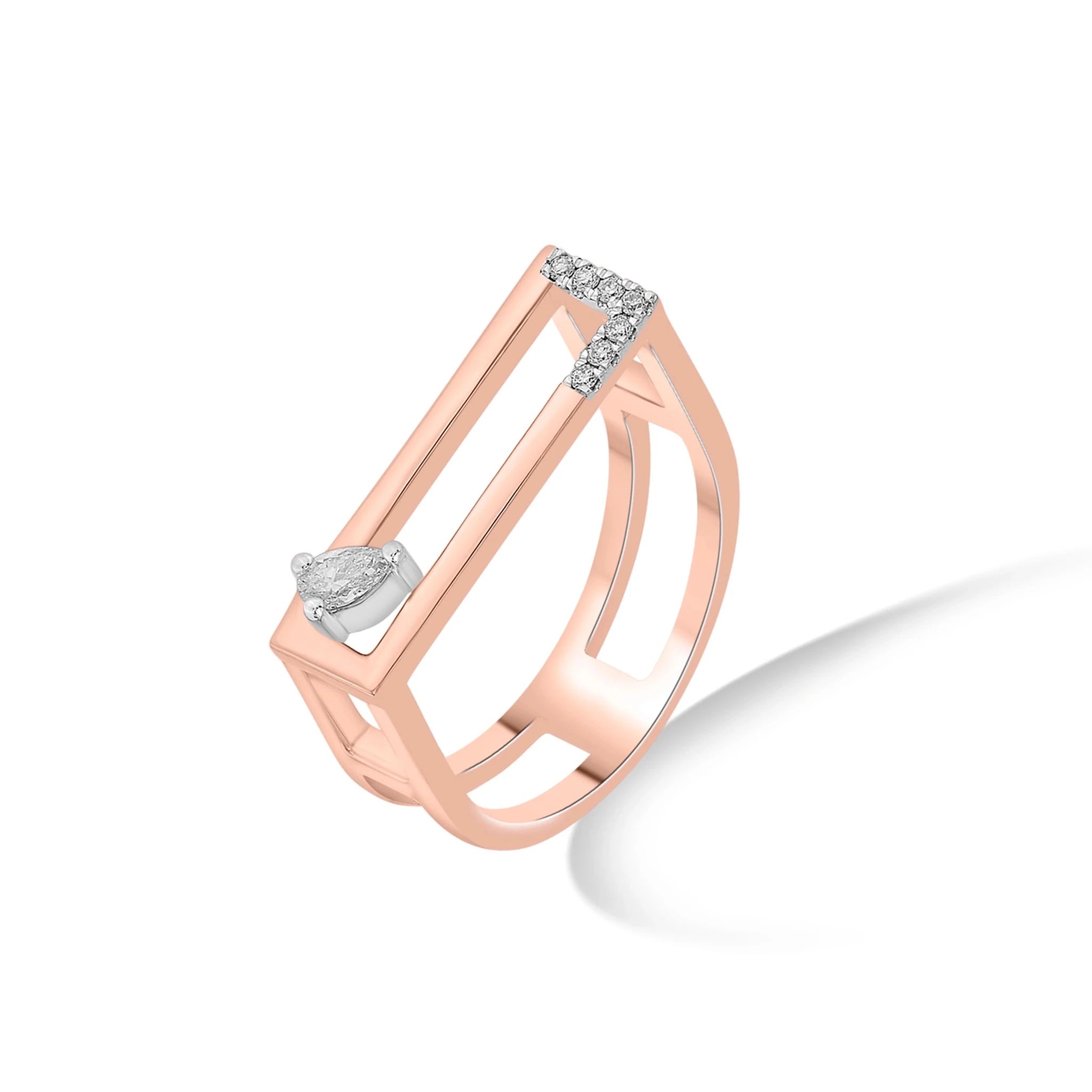 Seven Up Rectilinear Ring - Zen Diamond India