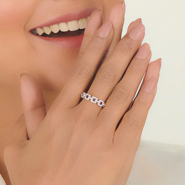 Golden Link Luxe Cuban Ring - Zen Diamond India