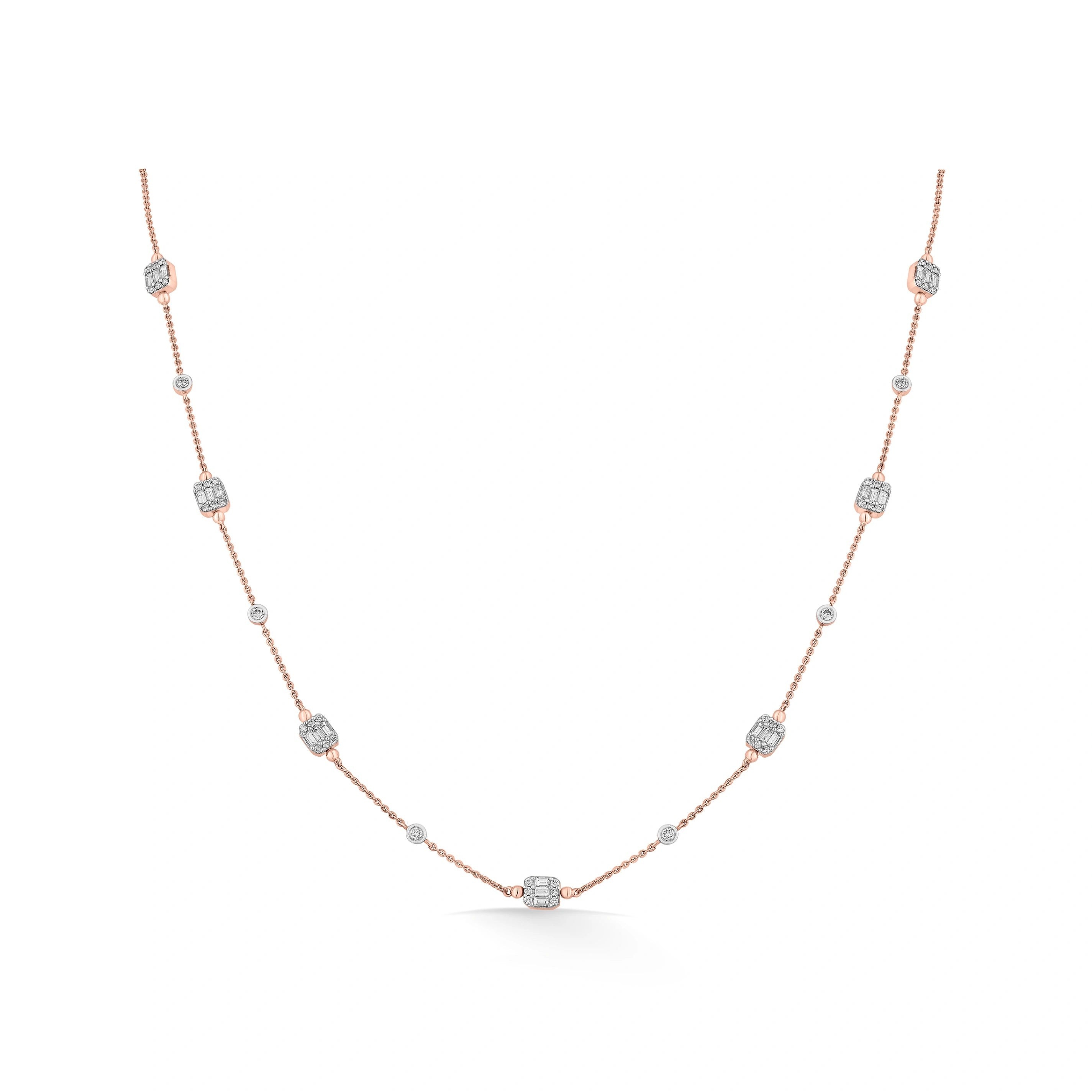 Rosé Luxe Diamond Mosaic Necklace - Zen Diamond India