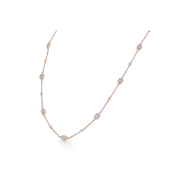 Classic Rosé Luxe Diamond Mosaic Necklace - Zen Diamond India