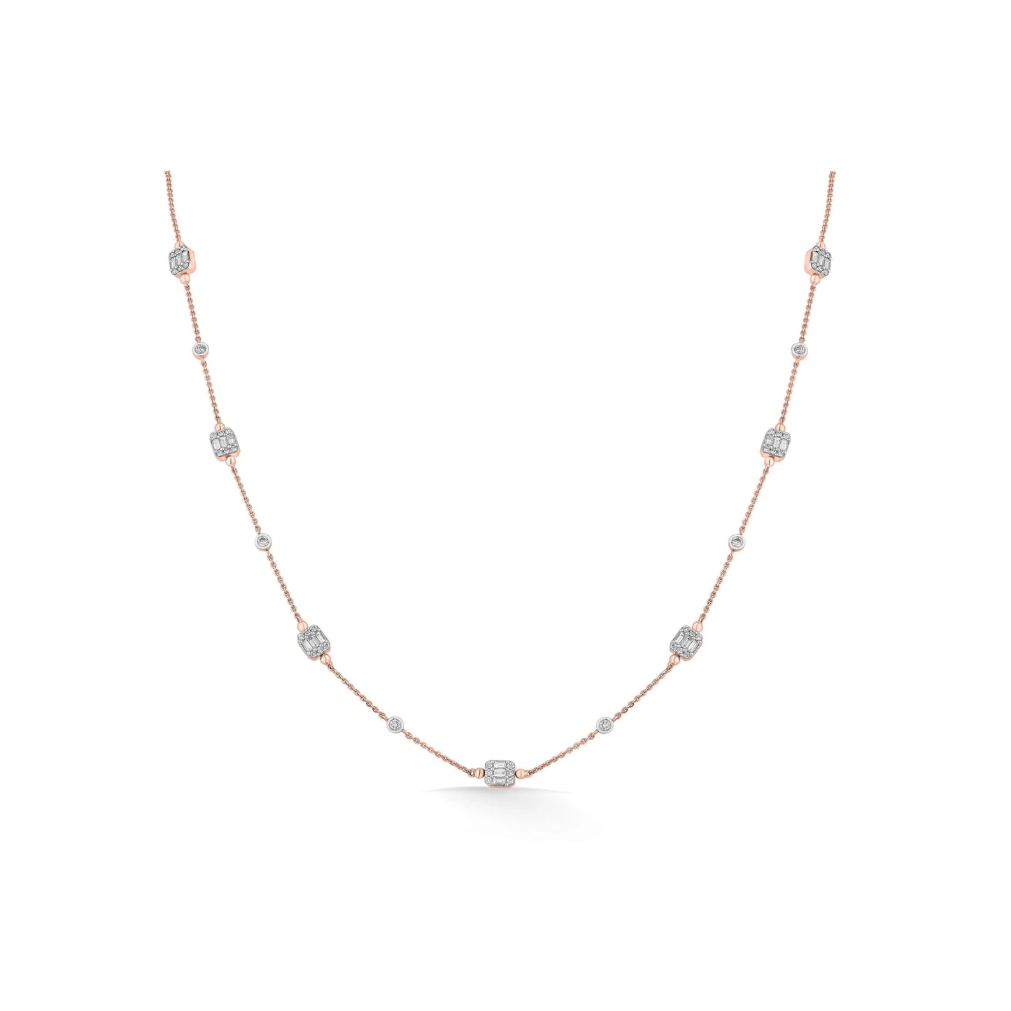 Classic Rosé Luxe Diamond Mosaic Necklace - Zen Diamond India