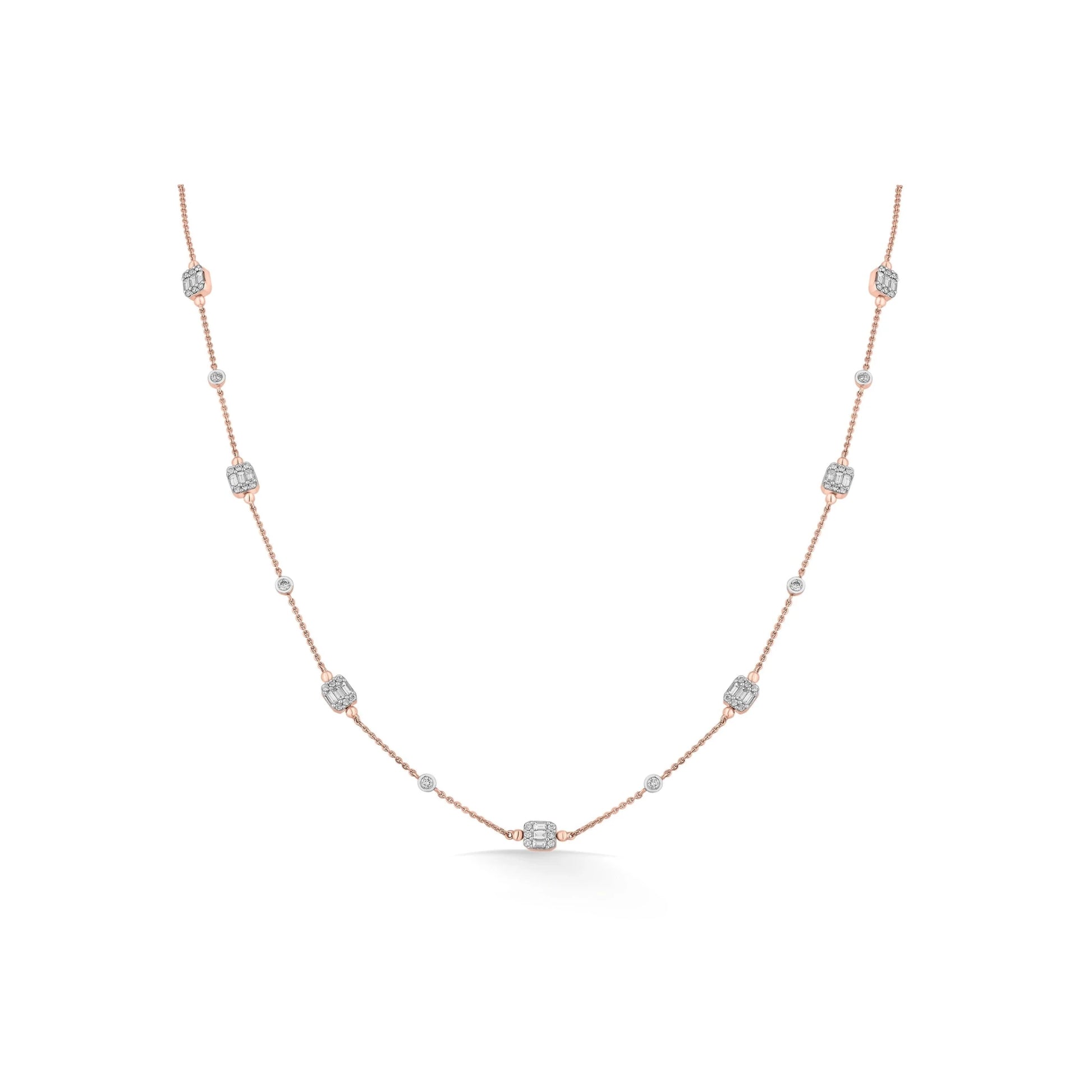 Classic Rosé Luxe Diamond Mosaic Necklace - Zen Diamond India