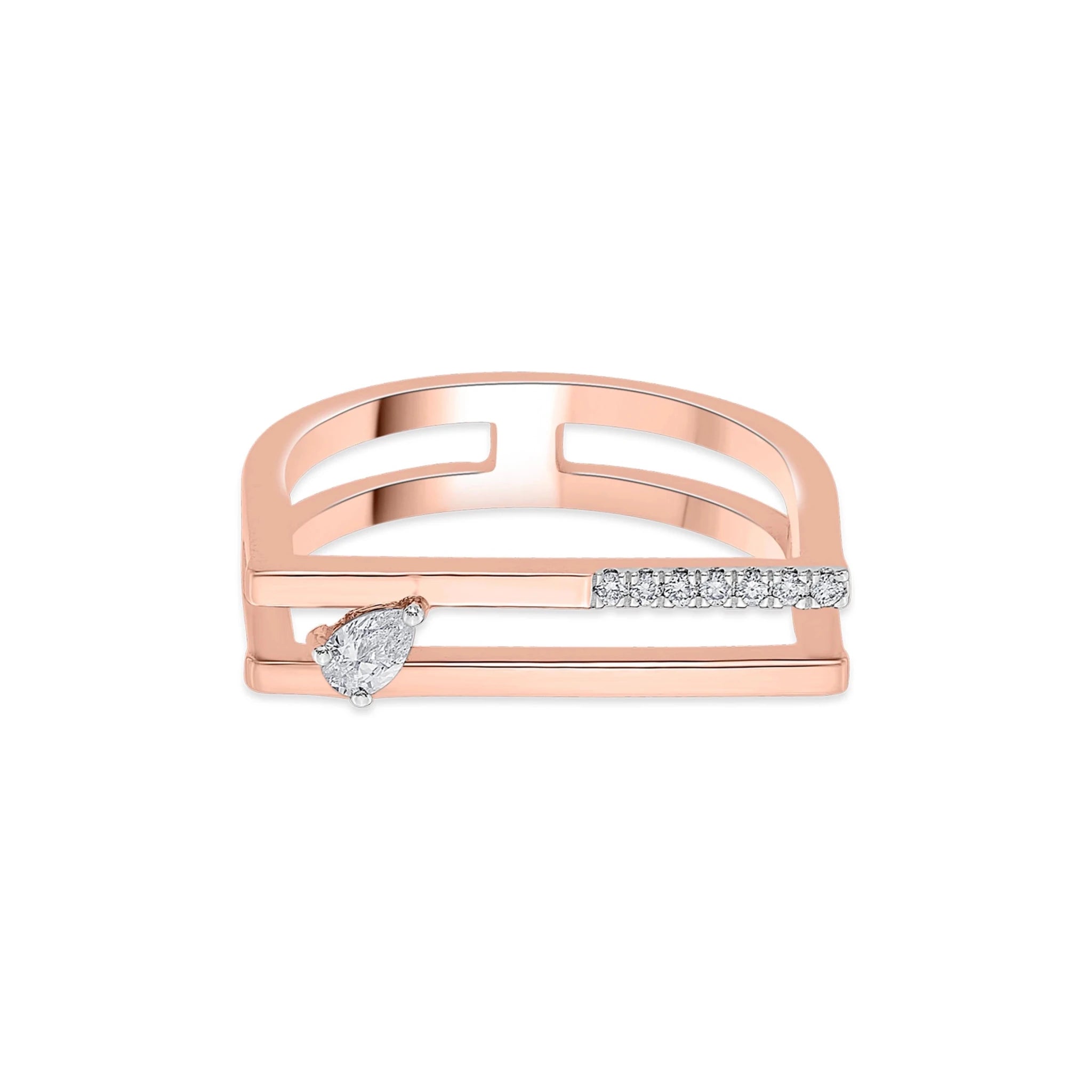 Seven Up Abstract Bar Ring - Zen Diamond India