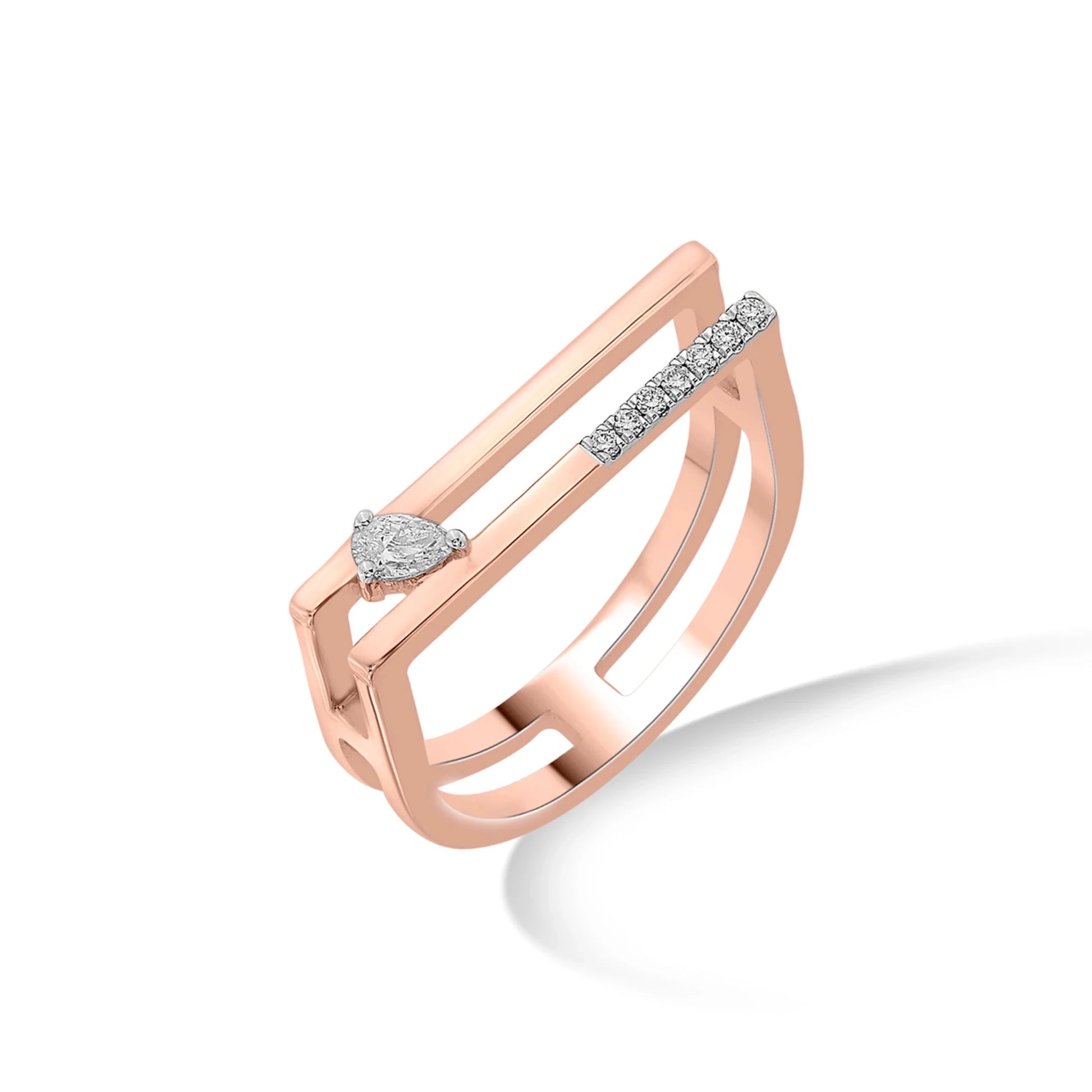 Seven Up Abstract Bar Ring - Zen Diamond India