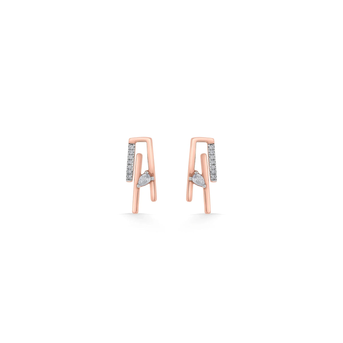 Seven Up Abstract Tri Bar Earring - Zen Diamond India