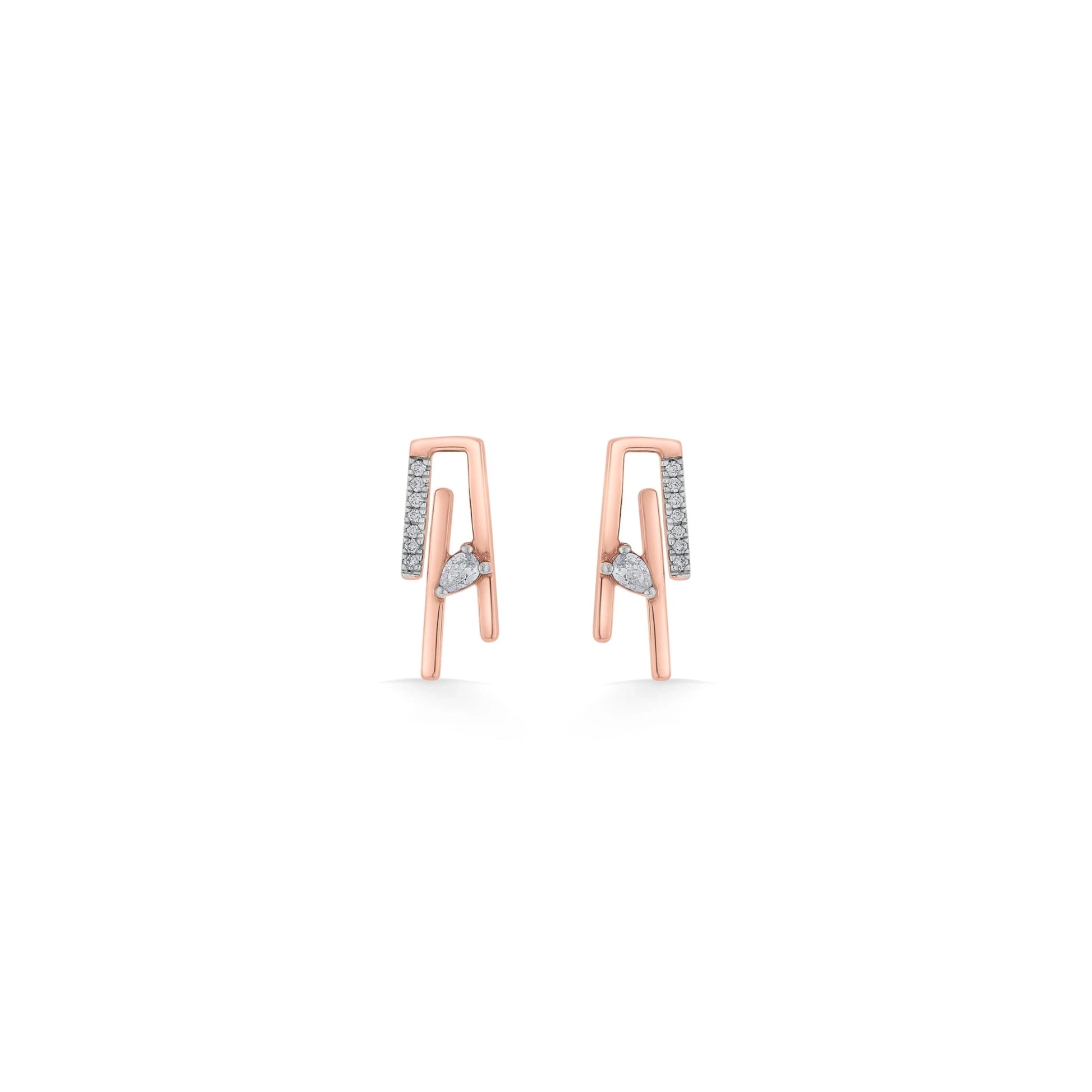 Seven Up Abstract Tri Bar Earring - Zen Diamond India