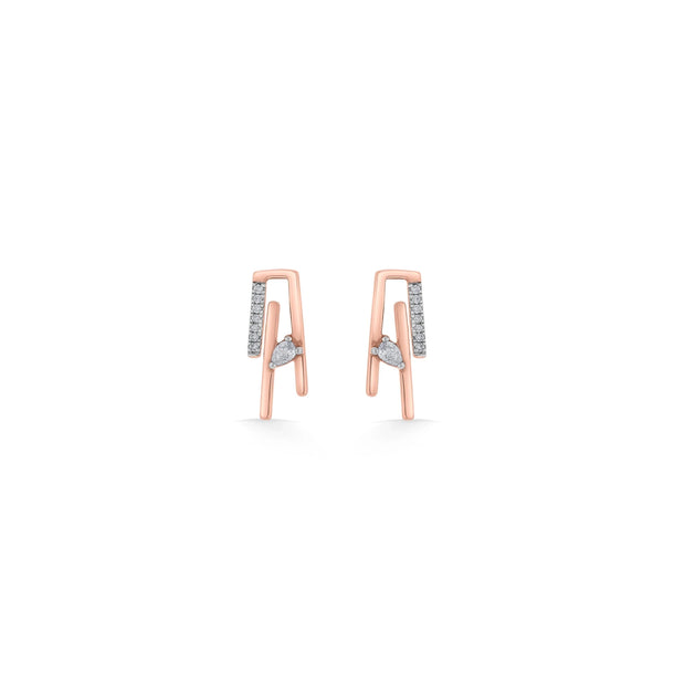 Seven Up Abstract Tri Bar Earring - Zen Diamond India