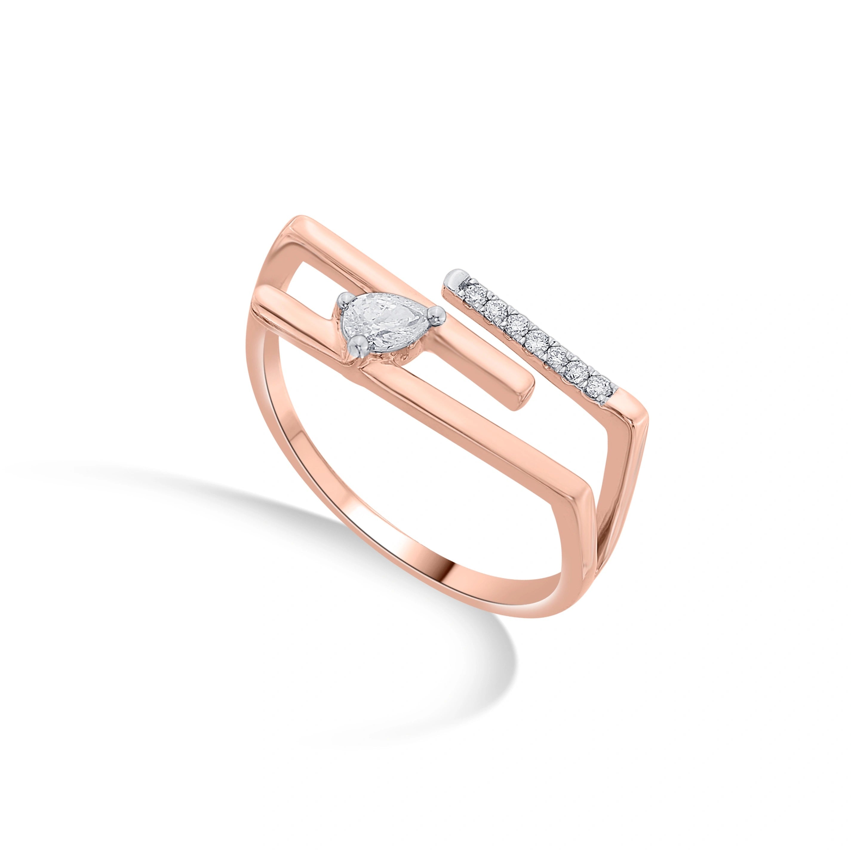 Seven Up Abstract Tri Bar Ring