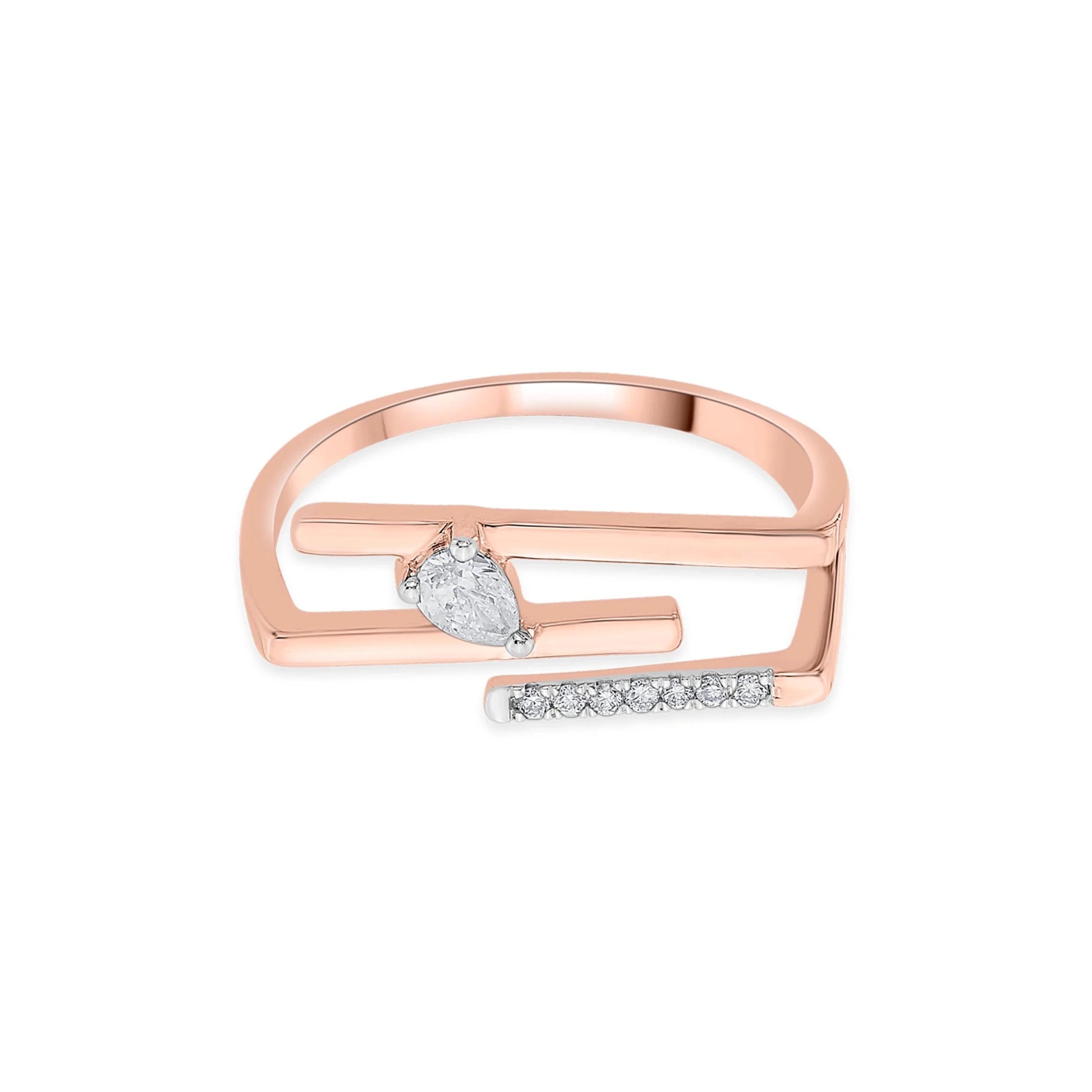 Seven Up Abstract Tri Bar Ring - Zen Diamond India