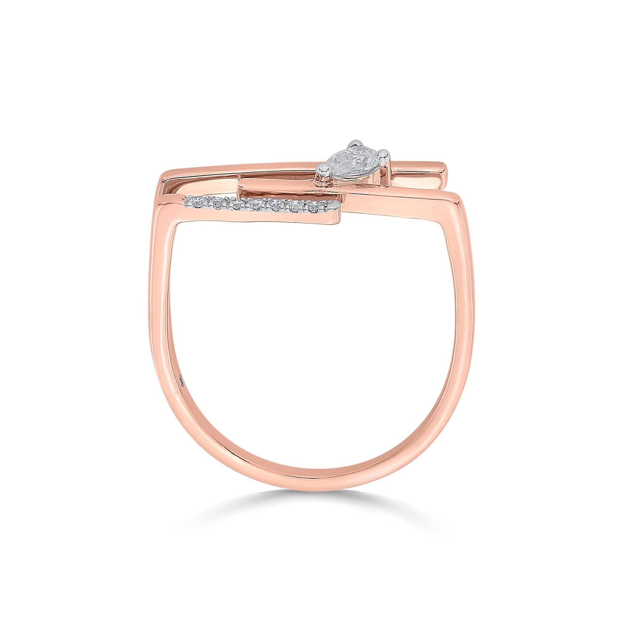 Seven Up Abstract Tri Bar Ring - Zen Diamond India