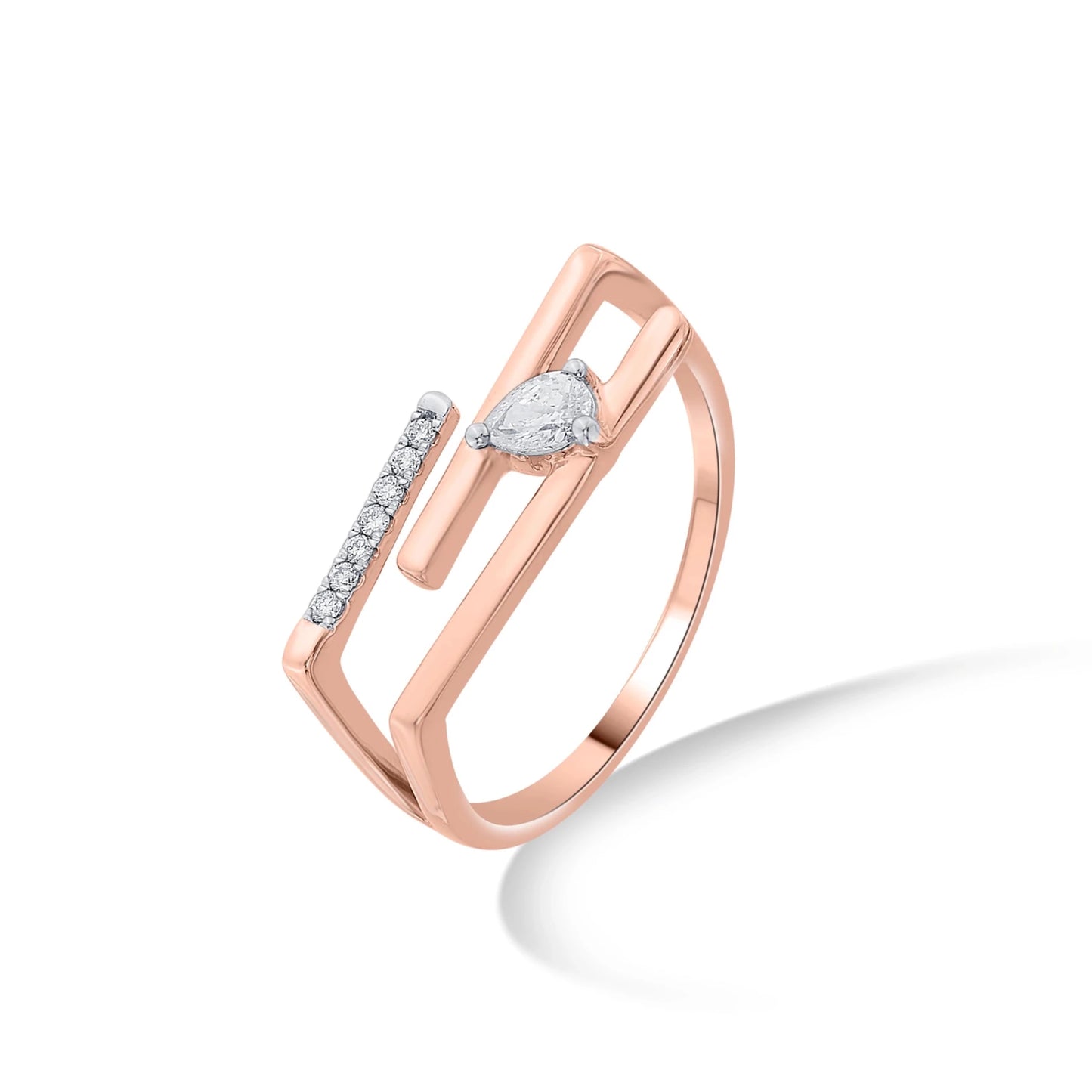 Seven Up Abstract Tri Bar Ring - Zen Diamond India