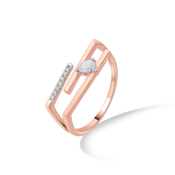 Seven Up Abstract Tri Bar Ring - Zen Diamond India
