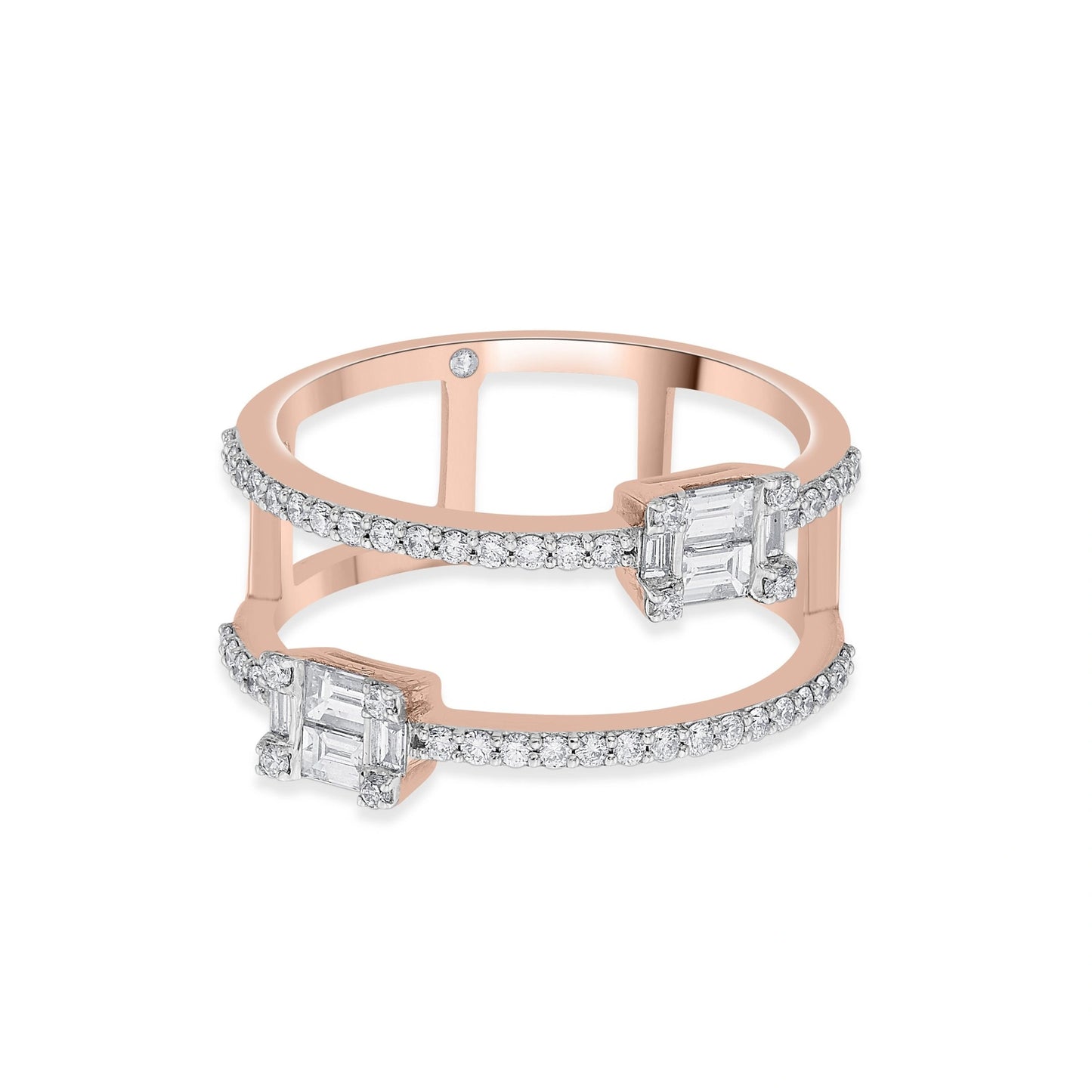 Rose Eclat Twin Emerald Diamond Ring