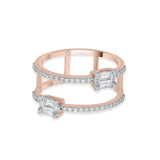 Rose Eclat Twin Emerald Diamond Ring