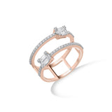 Rose Eclat Twin Emerald Diamond Ring