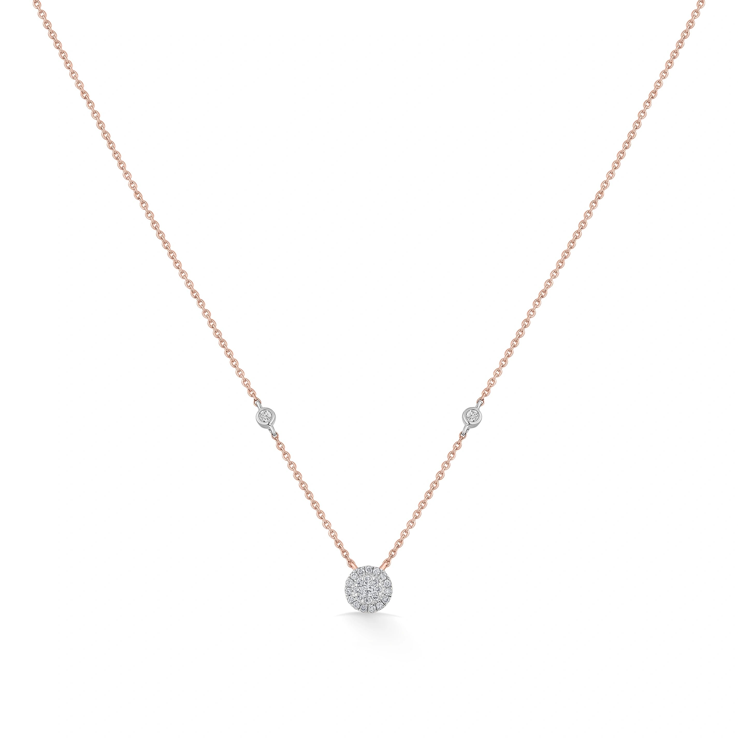 Starlit Halo Diamond Pavé Necklace - Zen Diamond India