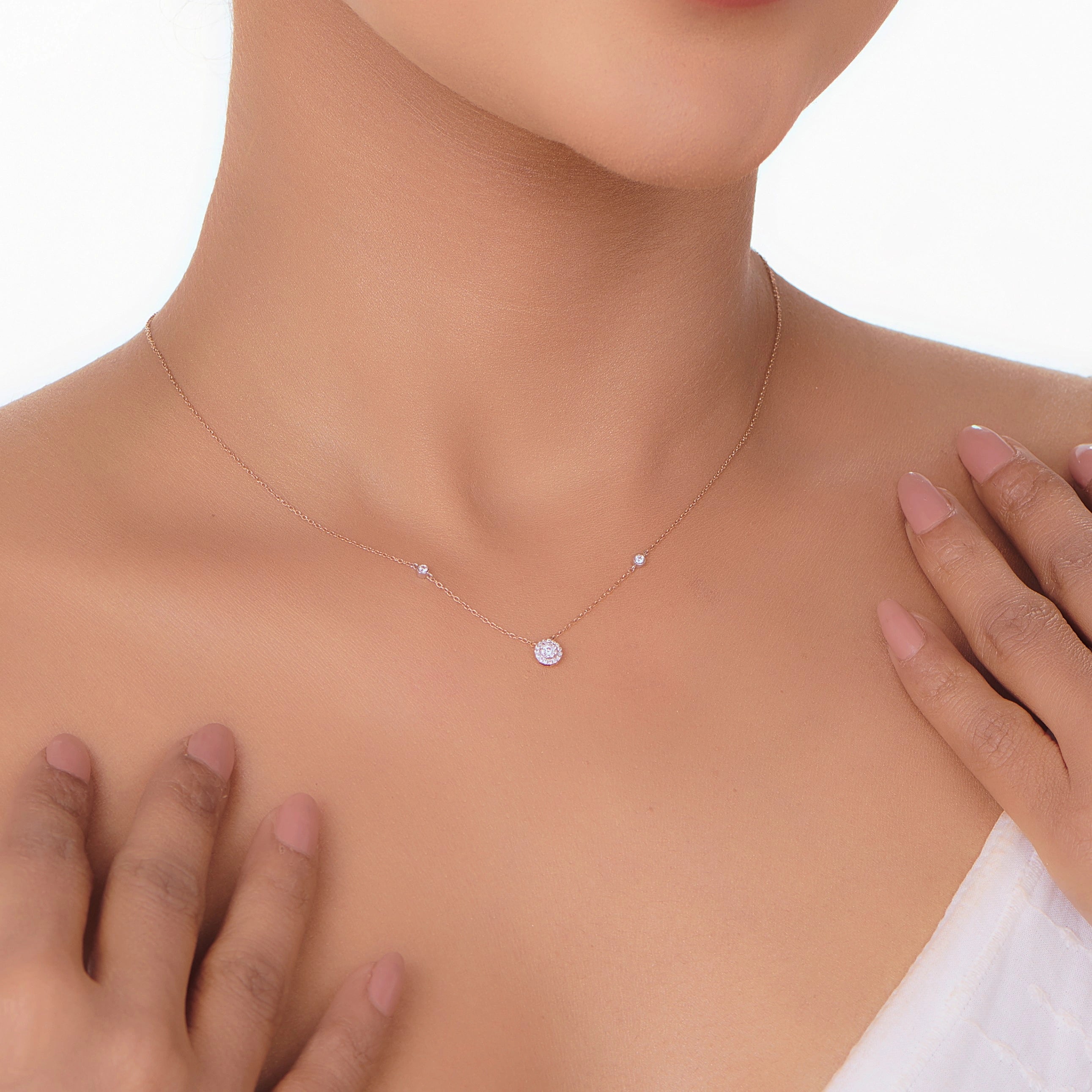 Starlit Halo Diamond Pavé Necklace - Zen Diamond India