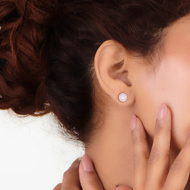 Deck Up Luminous Halo Studs - Zen Diamond India