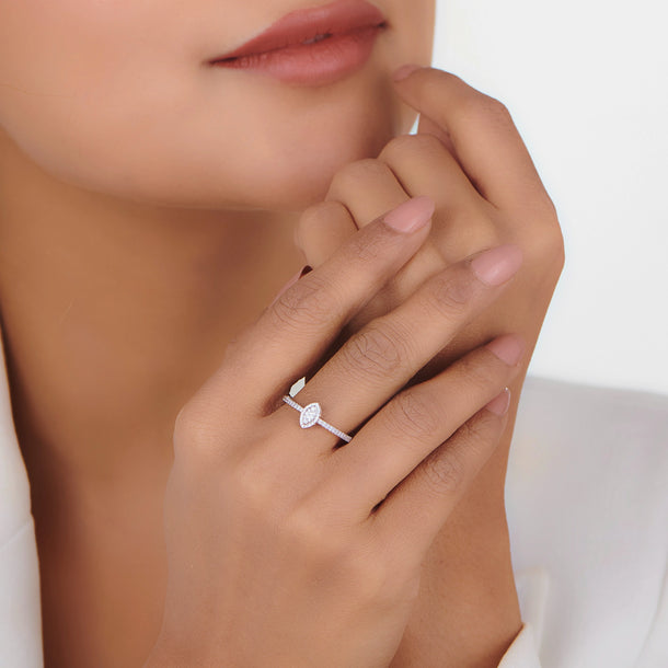 Marquise Mystique Halo Ring - Zen Diamond India