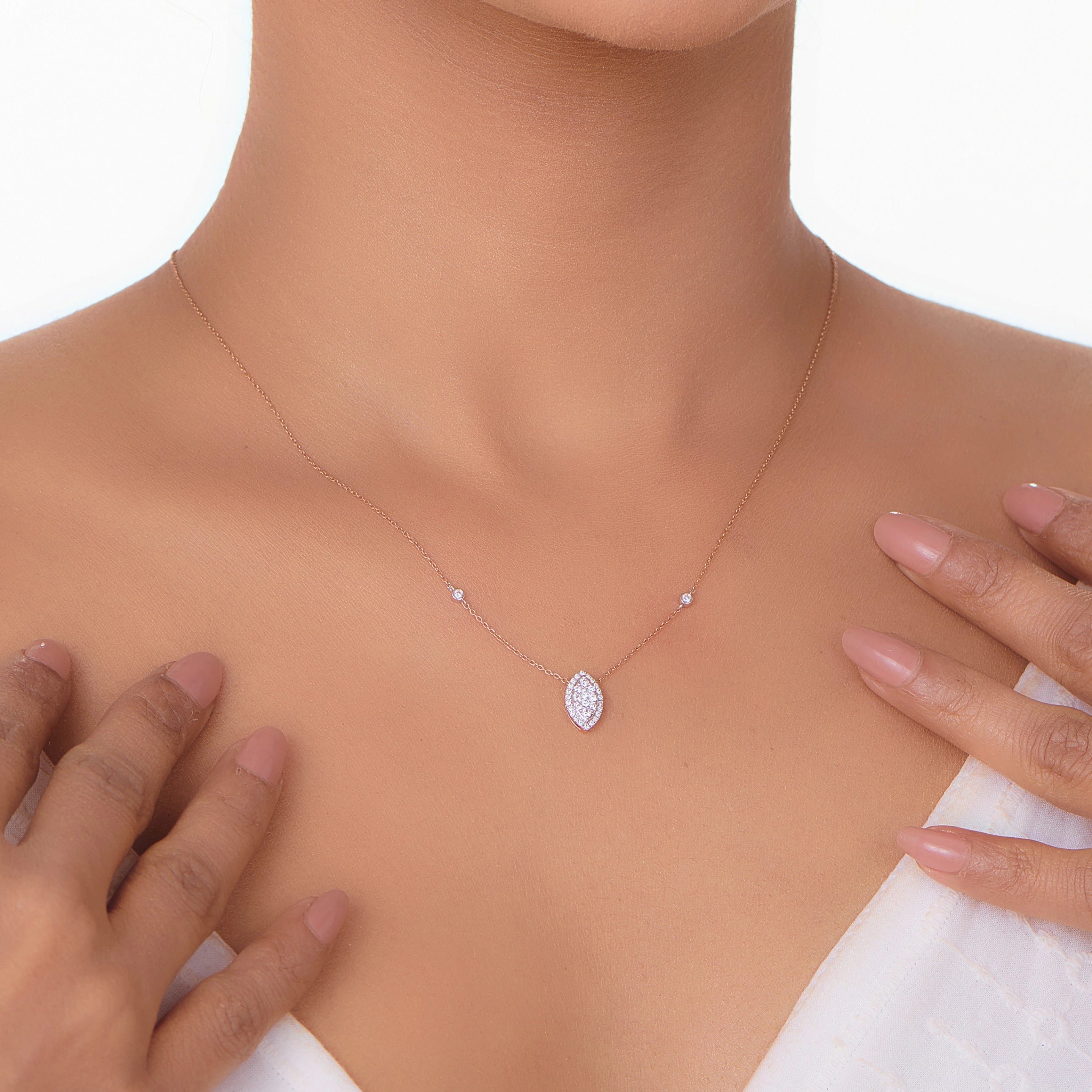 Deck Up Marquise Spark Luxe Necklace - Zen Diamond India