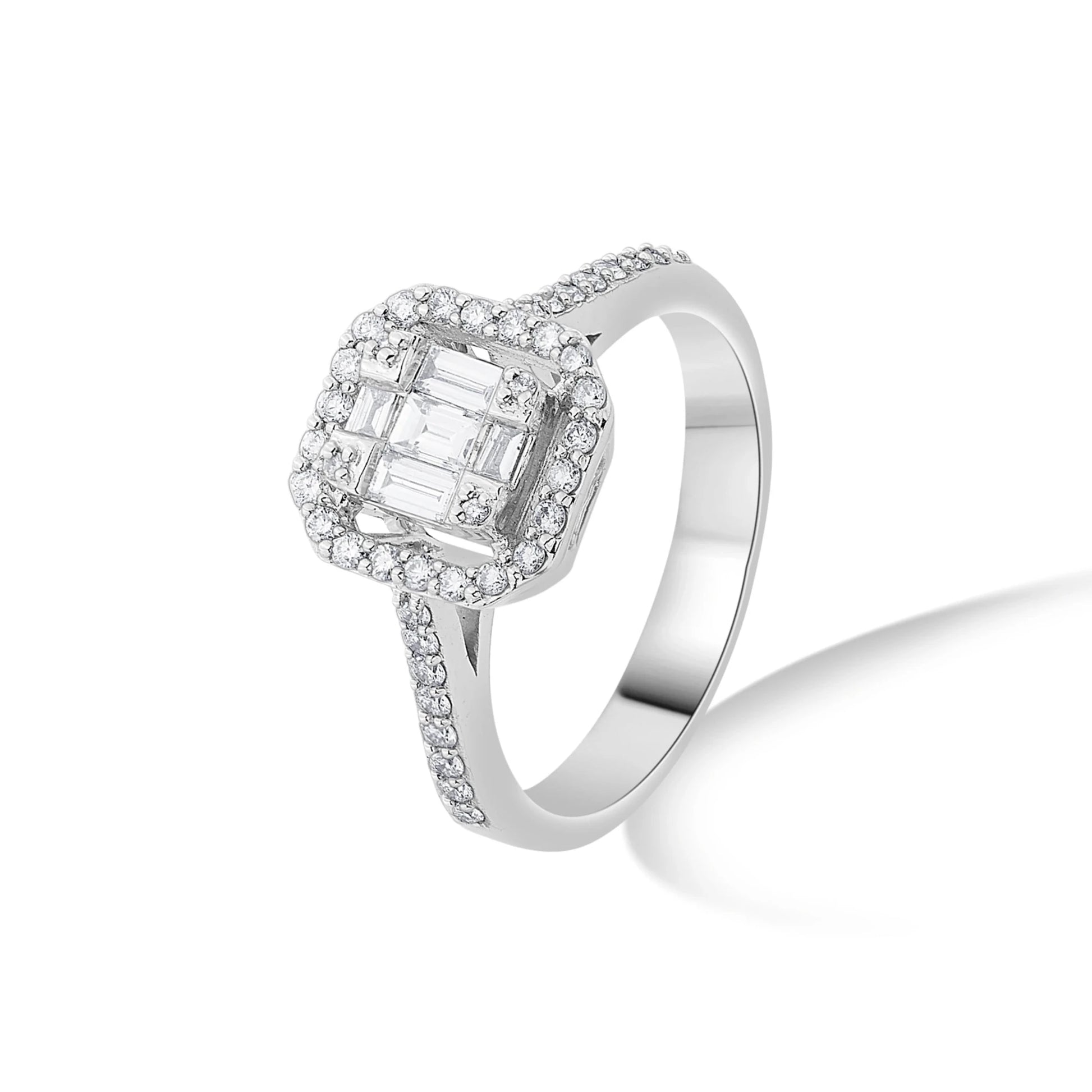 Regal Radiance Emerald Halo Ring - Zen Diamond India