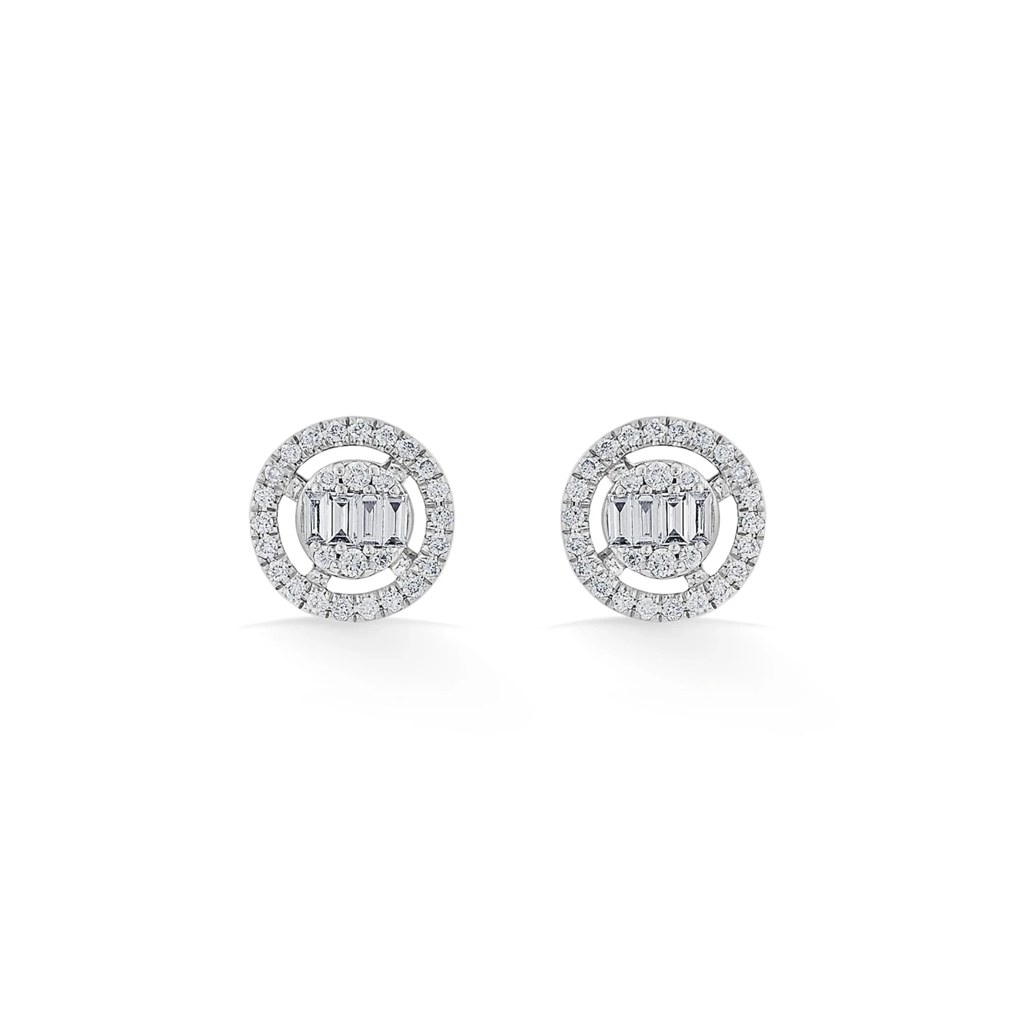 Signature Extra Small Round Pave Solitaire Earrings - Zen Diamond India