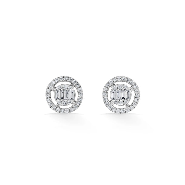 Signature Extra Small Round Pave Solitaire Earrings - Zen Diamond India