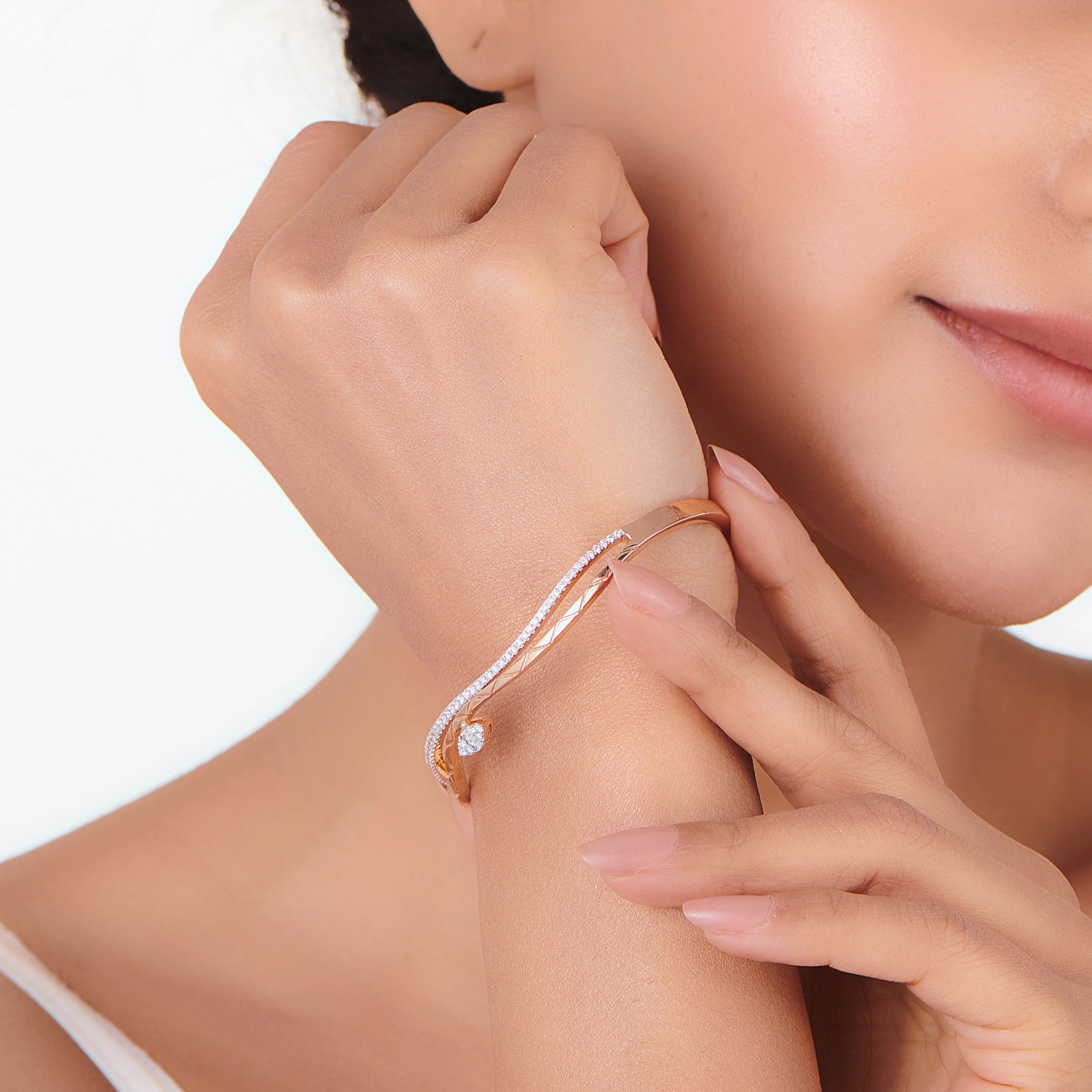 Sassy Woven Sparkle Cuff Bracelet - Zen Diamond India