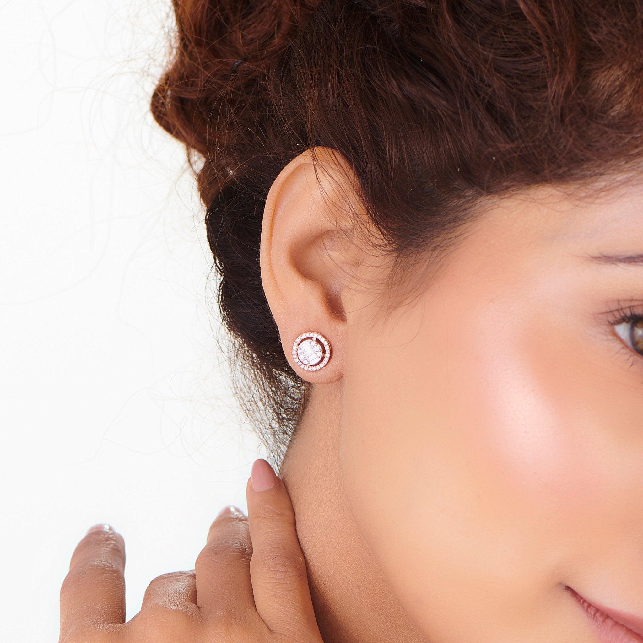 Signature Small Round Pave Solitaire Earrings