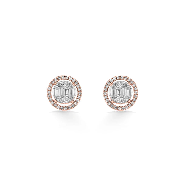 Signature Small Round Pave Solitaire Earrings - Zen Diamond India