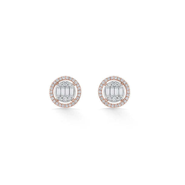 Signature Medium Round Pave Solitaire Earrings - Zen Diamond India