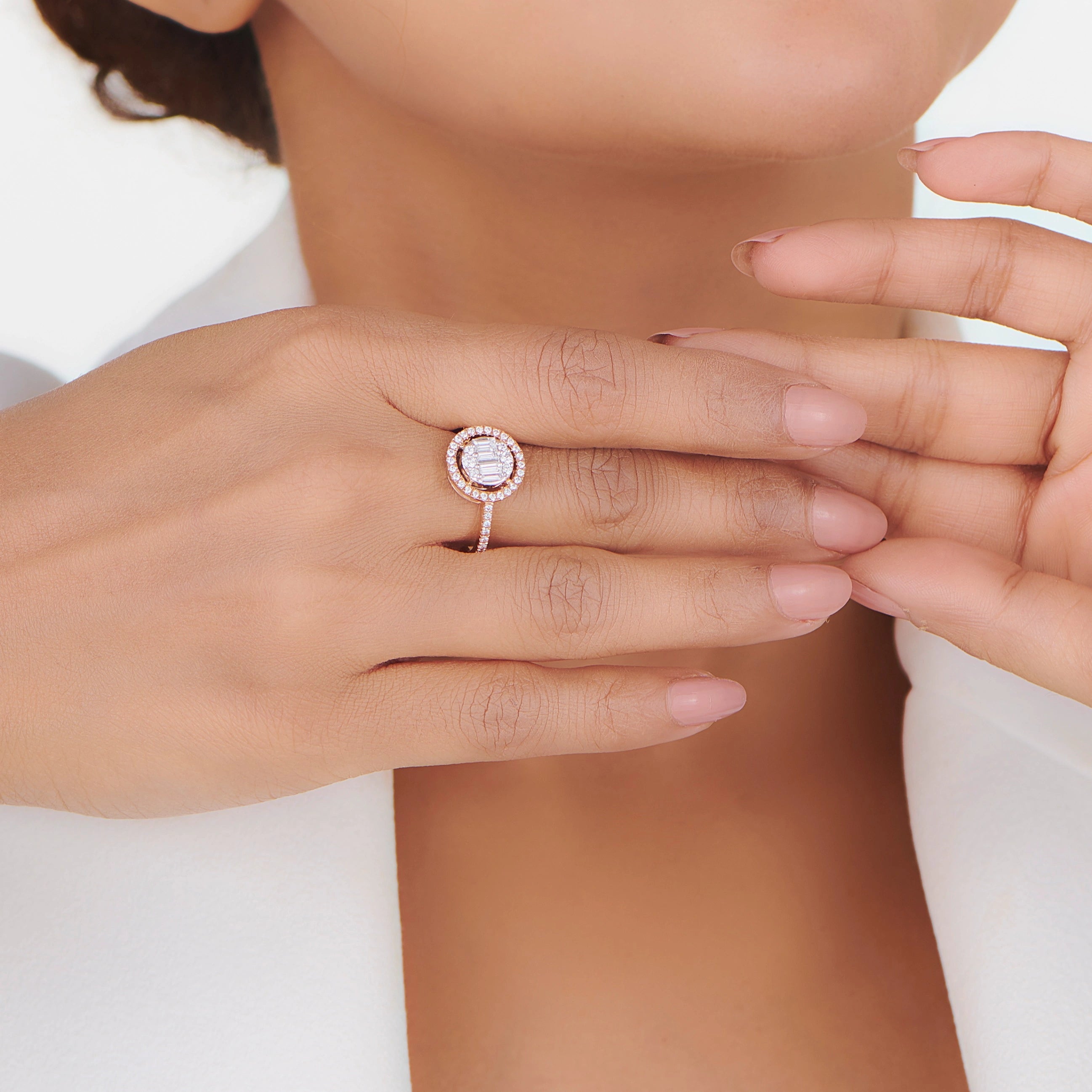 Signature Large Round Pave Solitaire Ring - Zen Diamond India