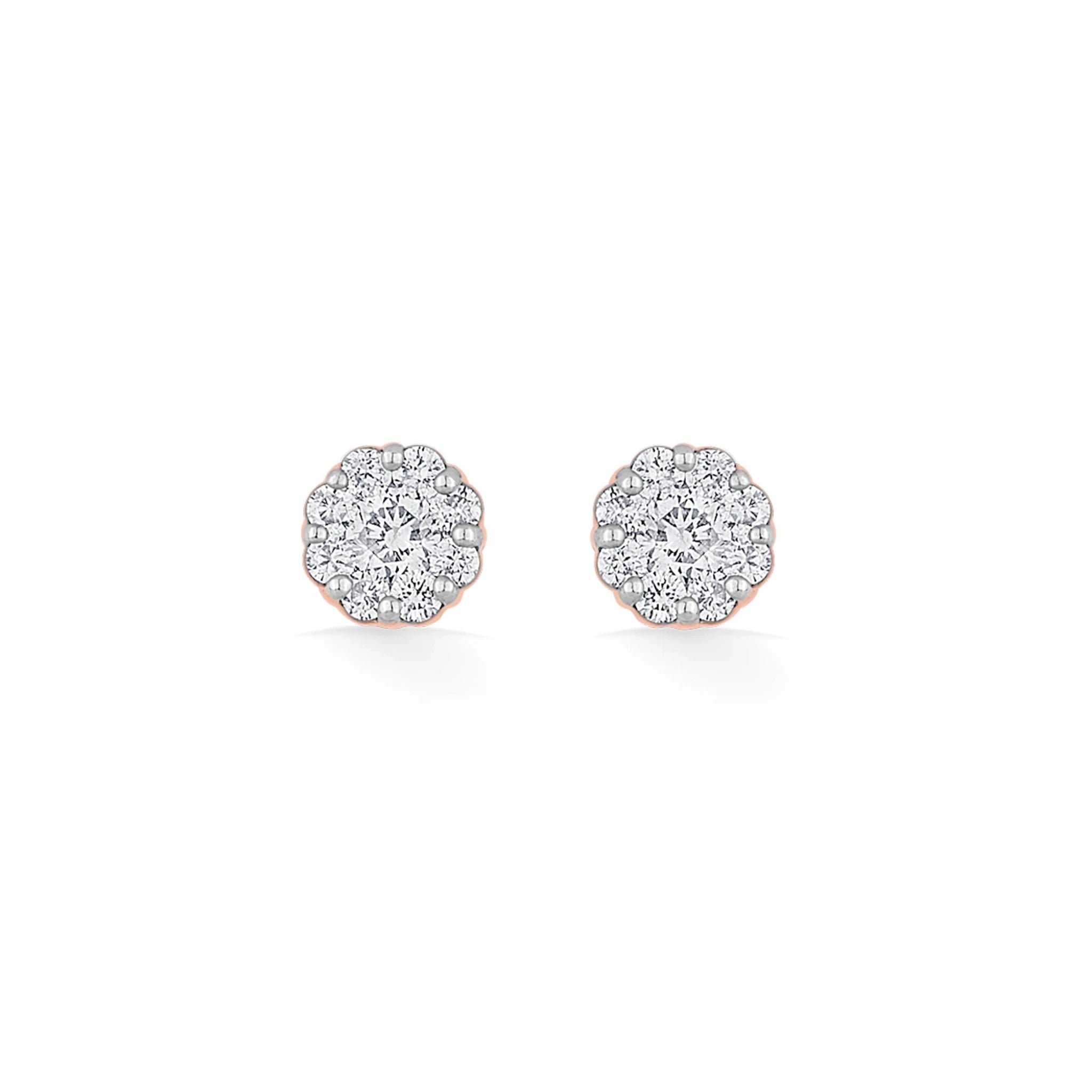 Deck Up Small Round Cluster Studs - Zen Diamond India