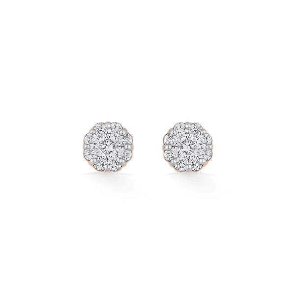 Deck Up Small Round Cluster Studs - Zen Diamond India