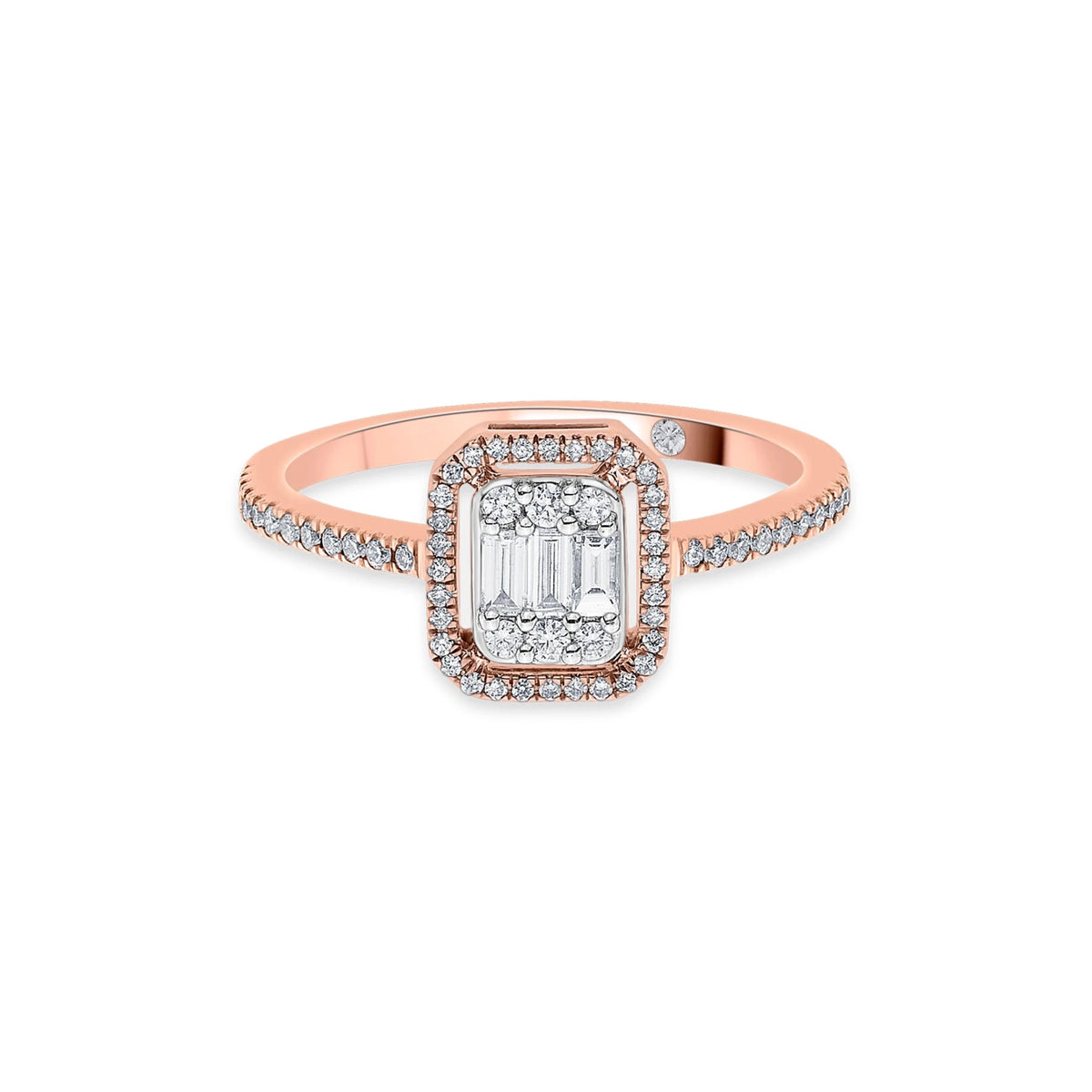 Signature Extra Small Emerald Pave Solitaire Ring - Zen Diamond India
