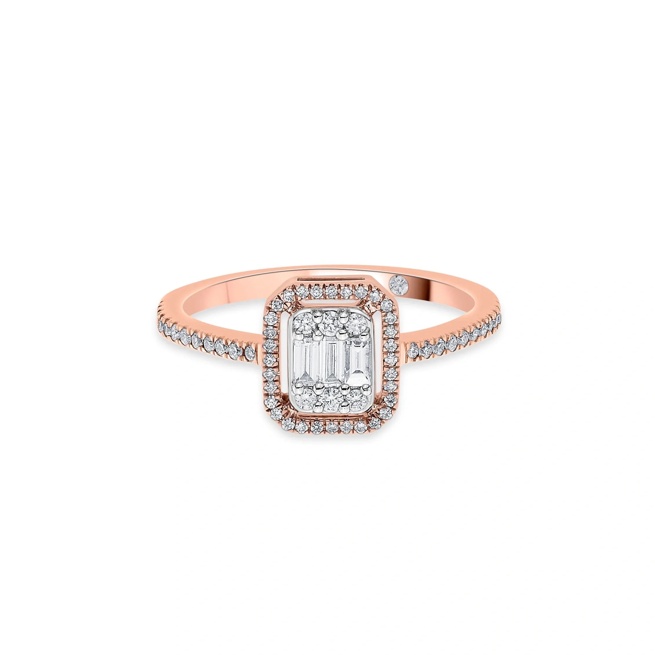Signature Extra Small Emerald Pave Solitaire Ring - Zen Diamond India