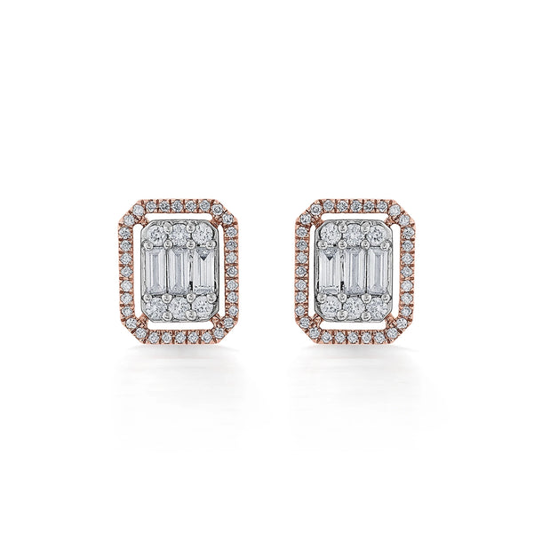 Signature Small Emerald Pave Solitaire Earrings - Zen Diamond India