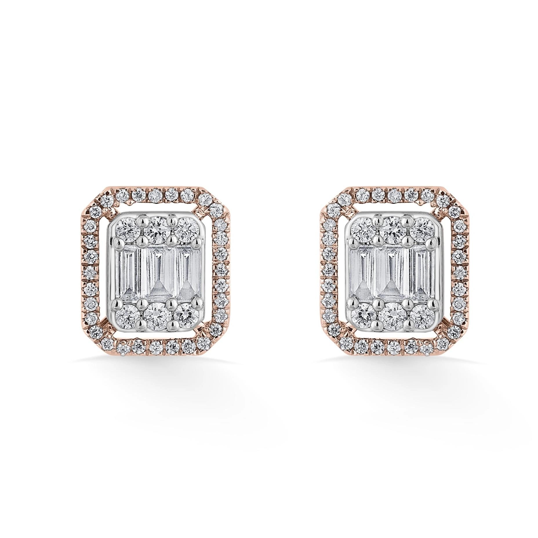 Signature Medium Emerald Pave Solitaire Earrings - Zen Diamond India