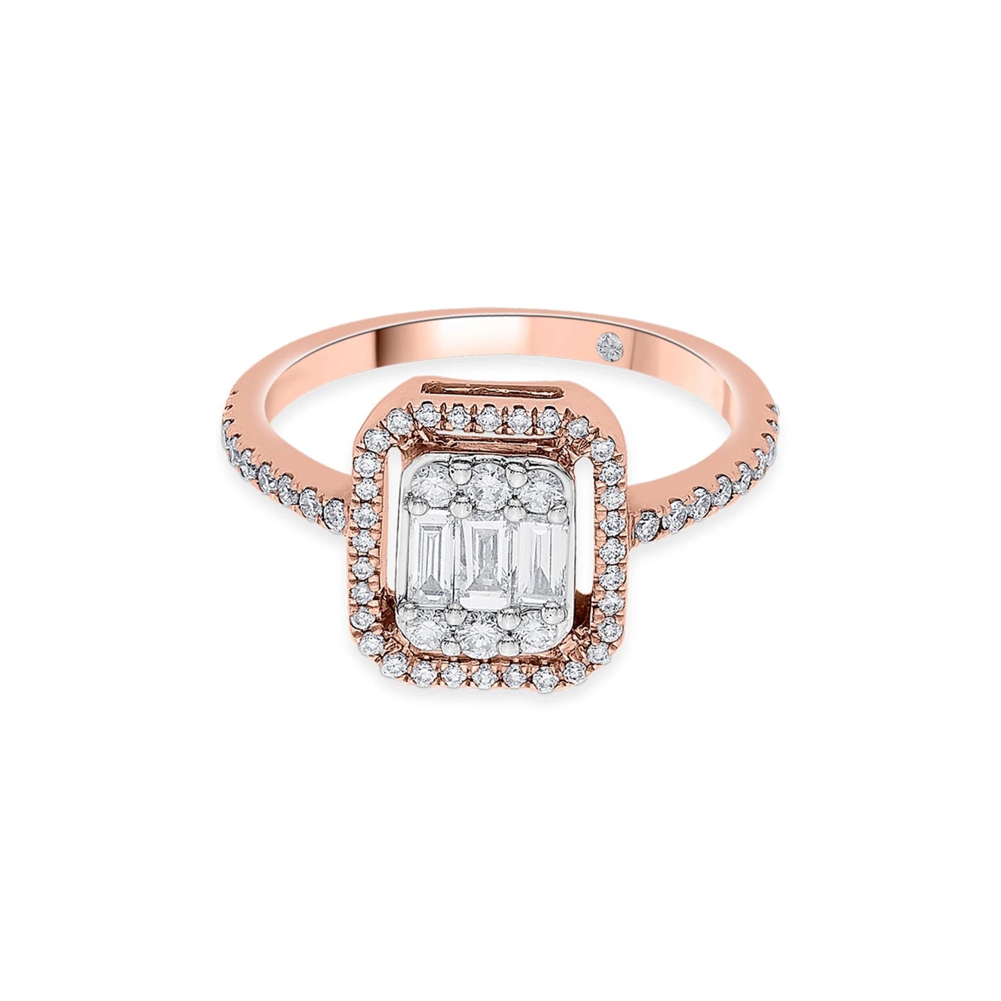 Signature Medium Emerald Pave Solitaire Ring - Zen Diamond India