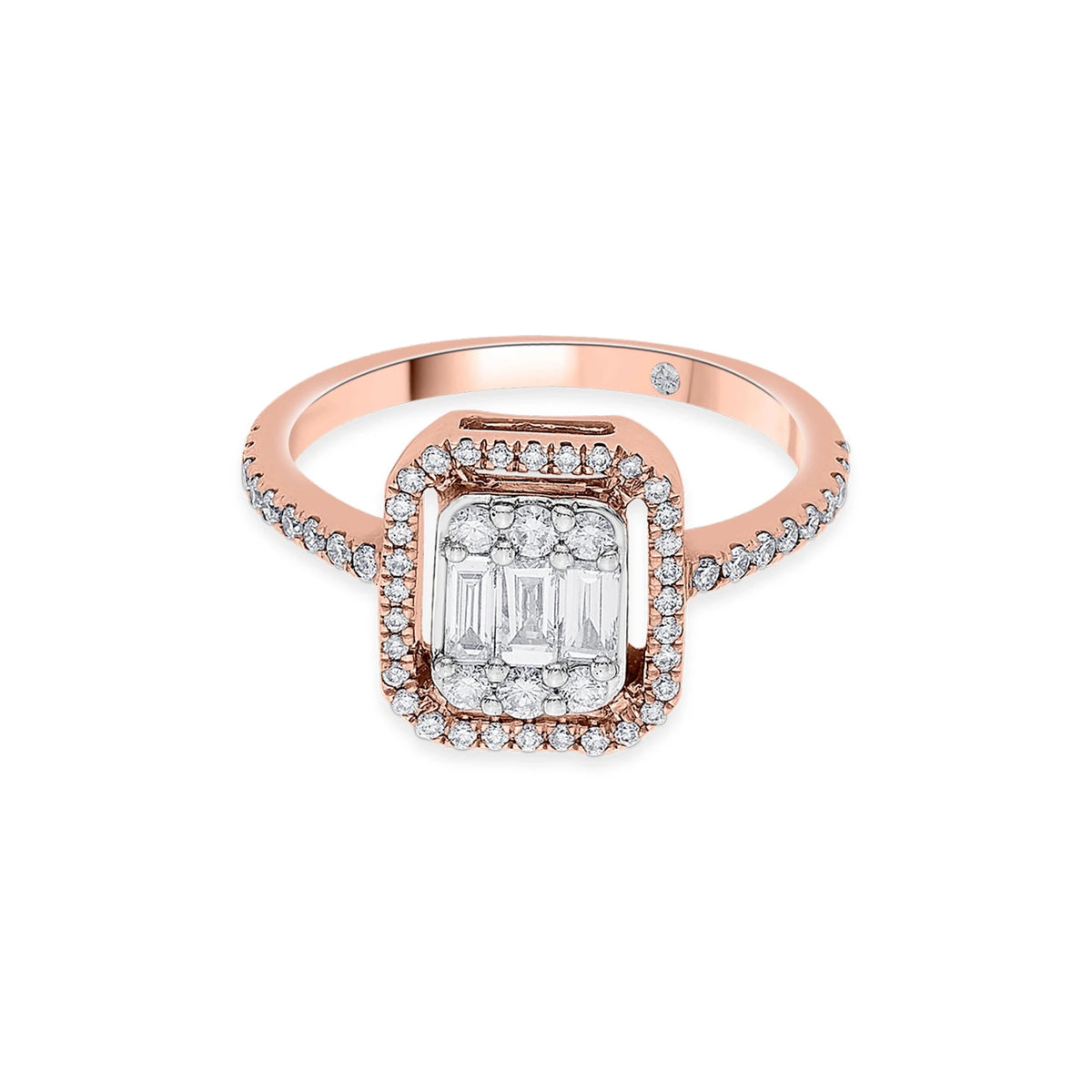 Signature Medium Emerald Pave Solitaire Ring - Zen Diamond India