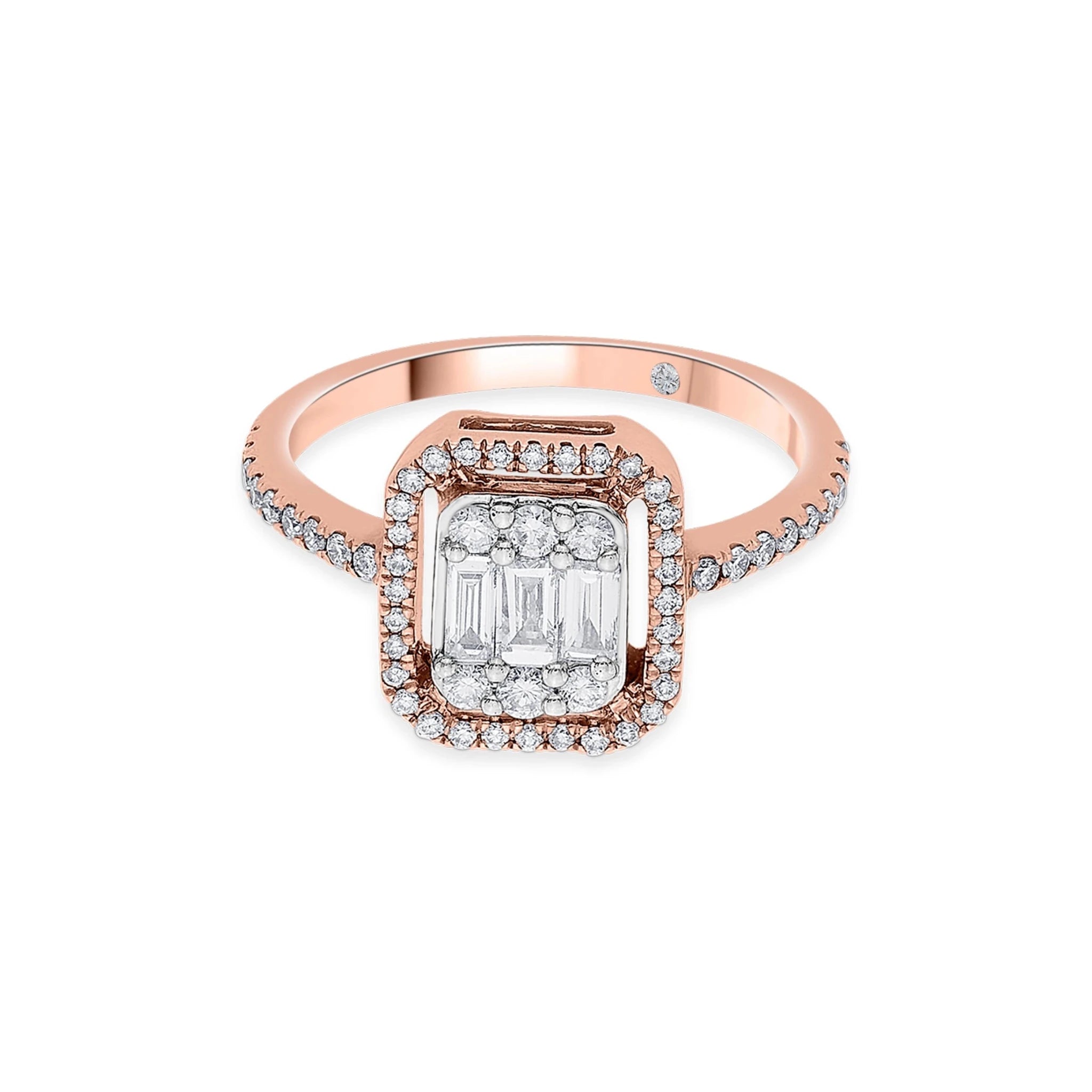 Signature Medium Emerald Pave Solitaire Ring - Zen Diamond India
