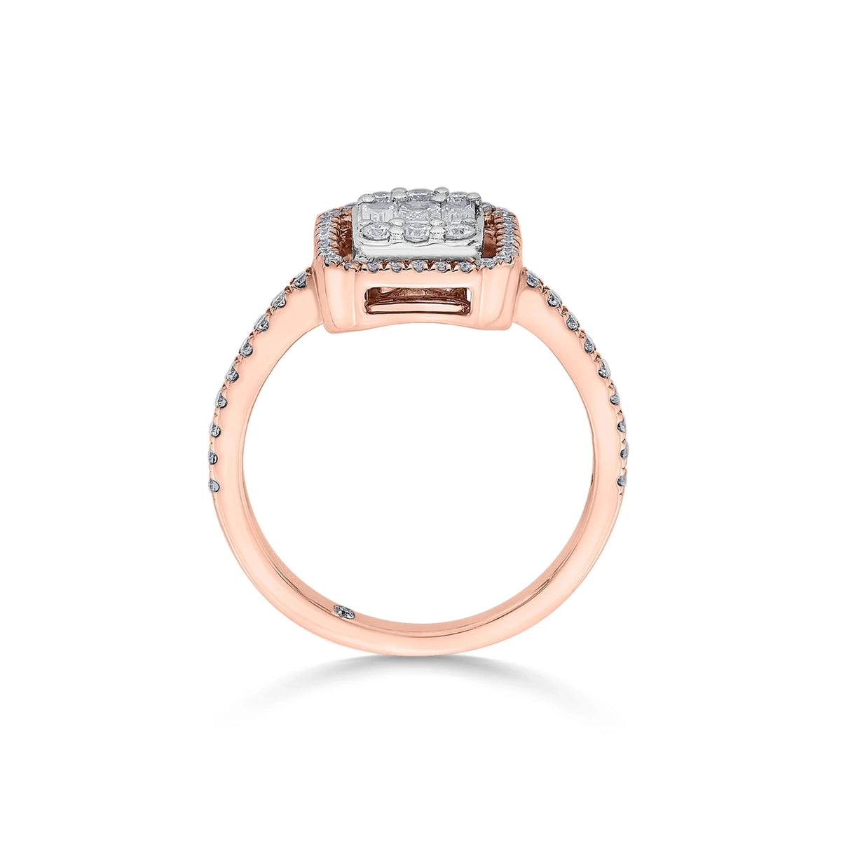 Signature Medium Emerald Pave Solitaire Ring - Zen Diamond India
