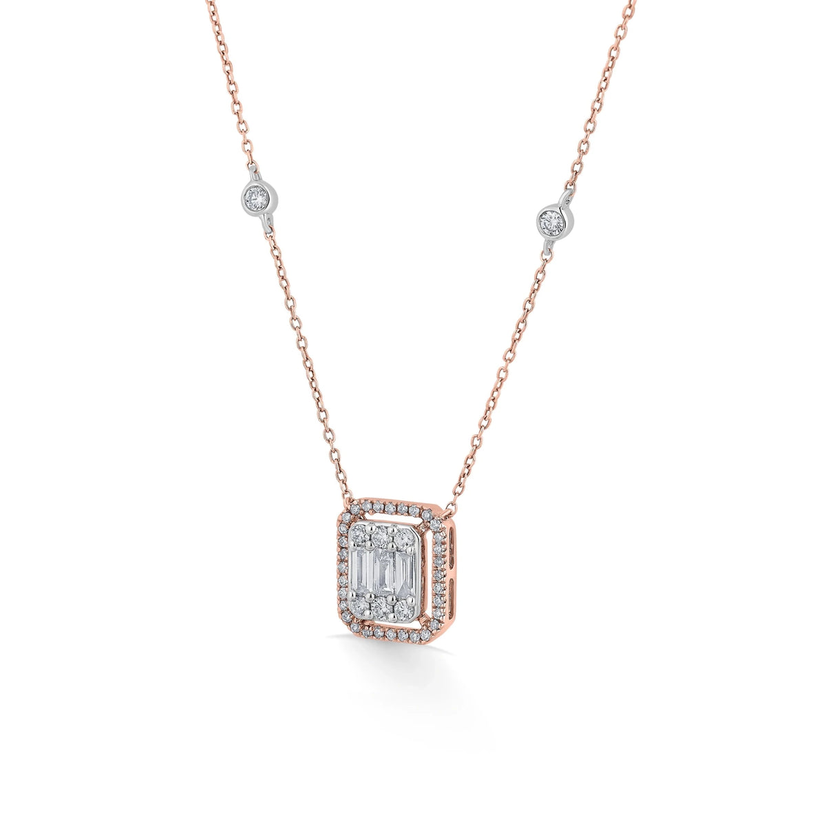 Signature Medium Emerald Pave Solitaire Pendant - Zen Diamond India