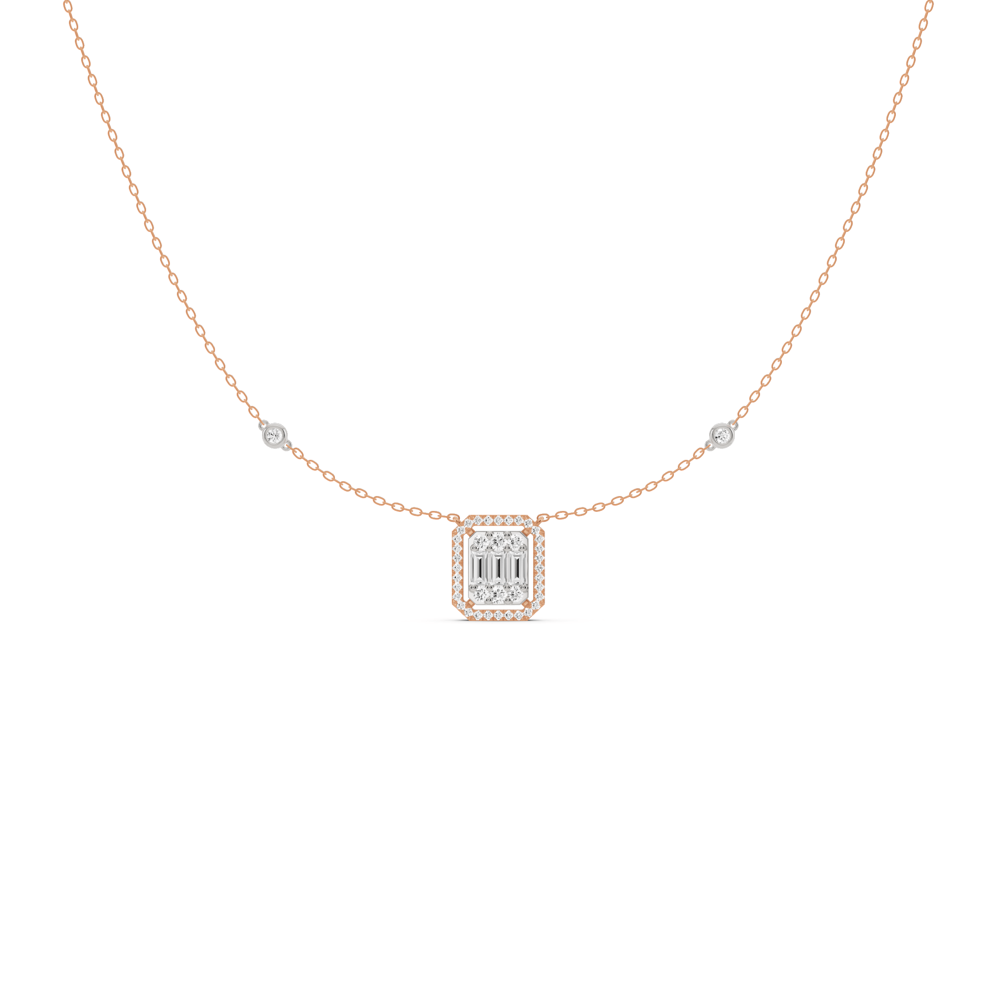 Signature Medium Emerald Pave Solitaire Pendant - Zen Diamond India